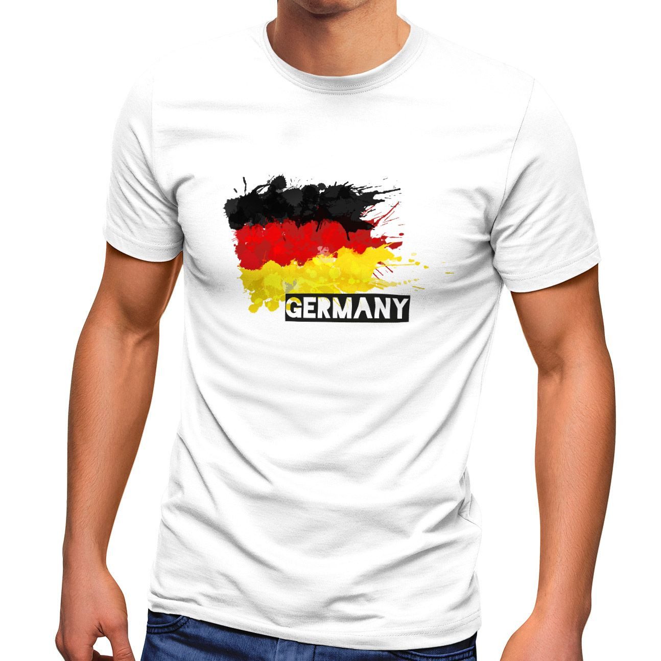 MoonWorks Print-Shirt Herren T-Shirt Deutschland Fußball EM 2024 Fußballeuropameisterschaft mit Print