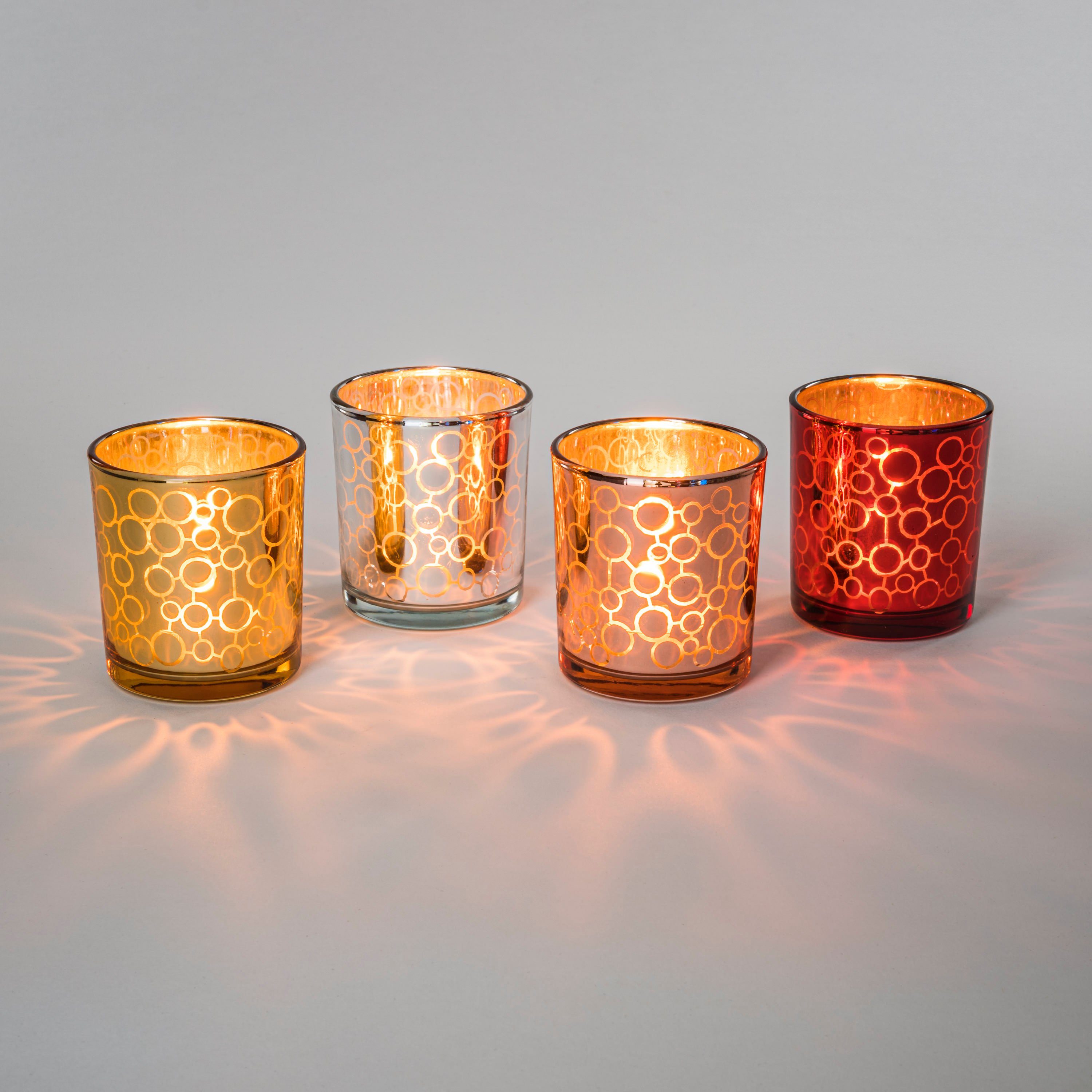 Flanacom Glas - orientalisches Orientalische Design Set), Kerzengläser (4er Ornament-Design Teelichthalter