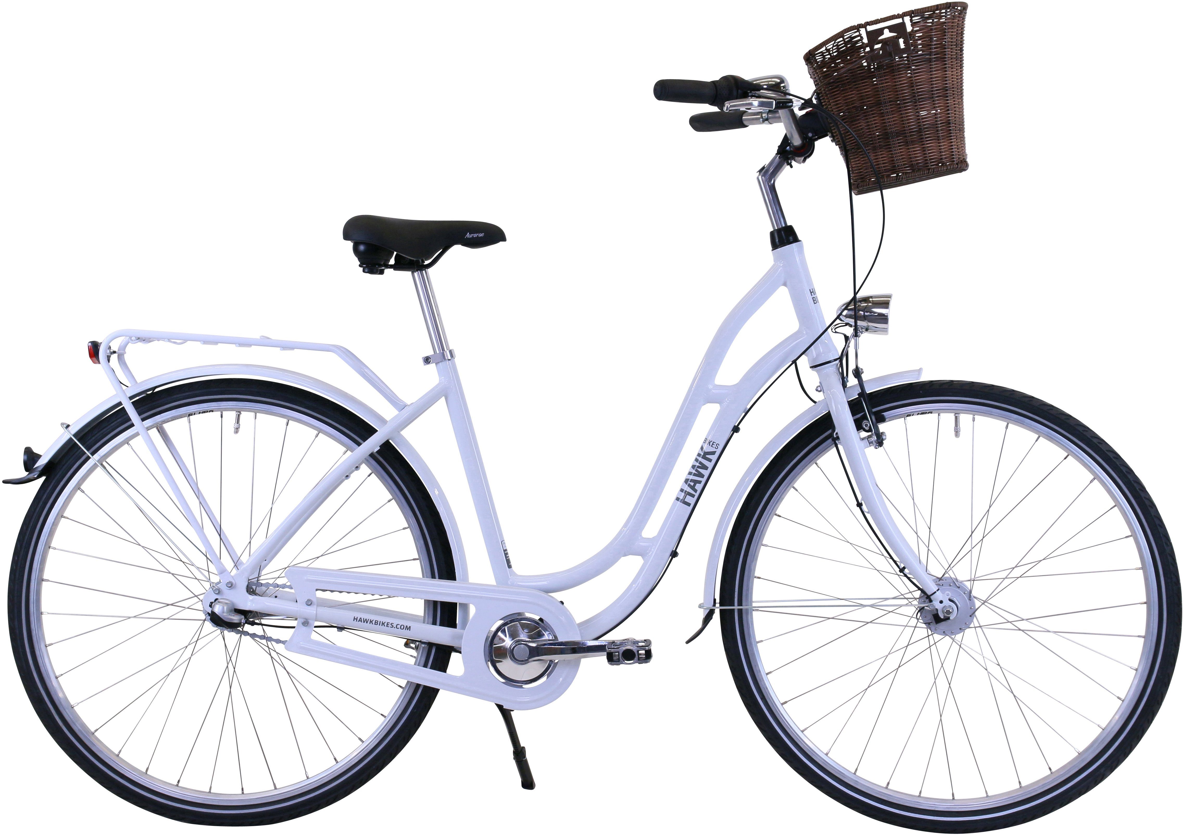 HAWK Bikes Cityrad City Classic Joy White, 3 Gang Shimano Nexus Schaltwerk, für Damen und Herren
