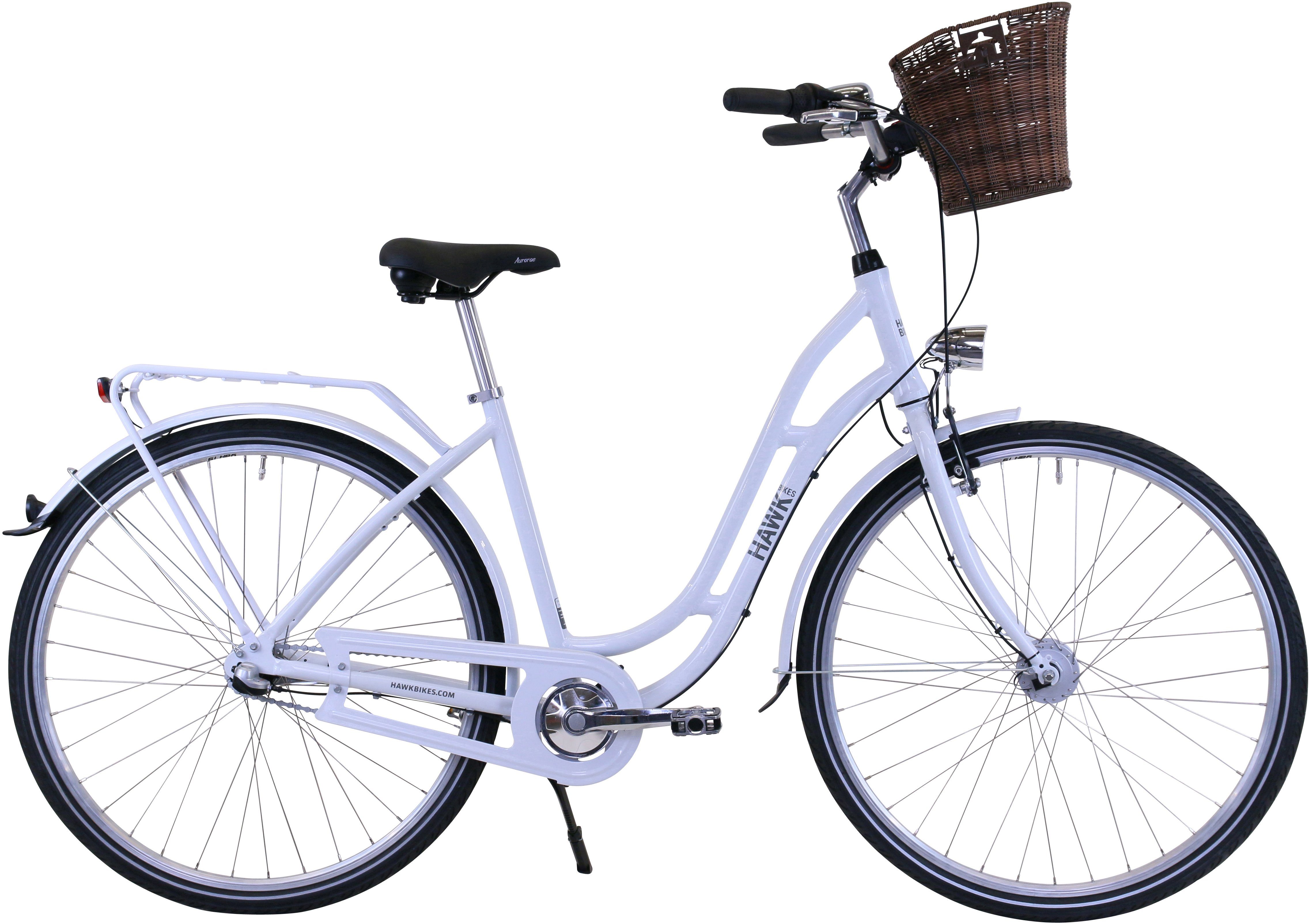 HAWK Bikes Cityrad HAWK City Classic Joy White, 3 Gang Shimano Nexus Schaltwerk, für Damen und Herren