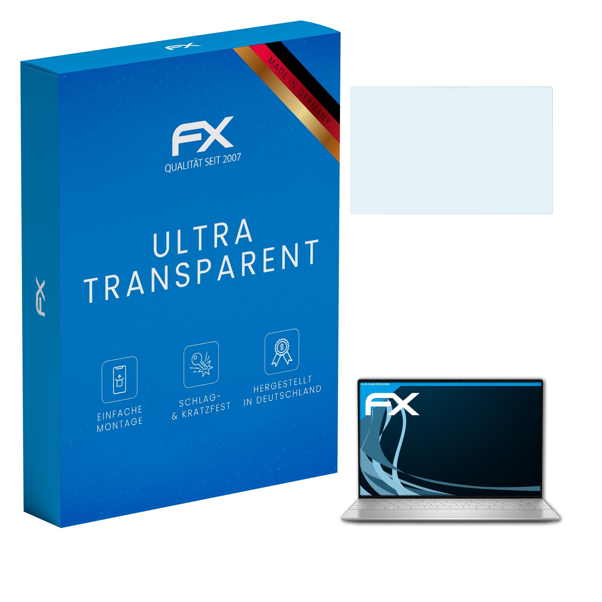 atFoliX Schutzfolie Displayschutz für Dell XPS 13 Plus, (2 Folien), Ultraklar und hartbeschichtet
