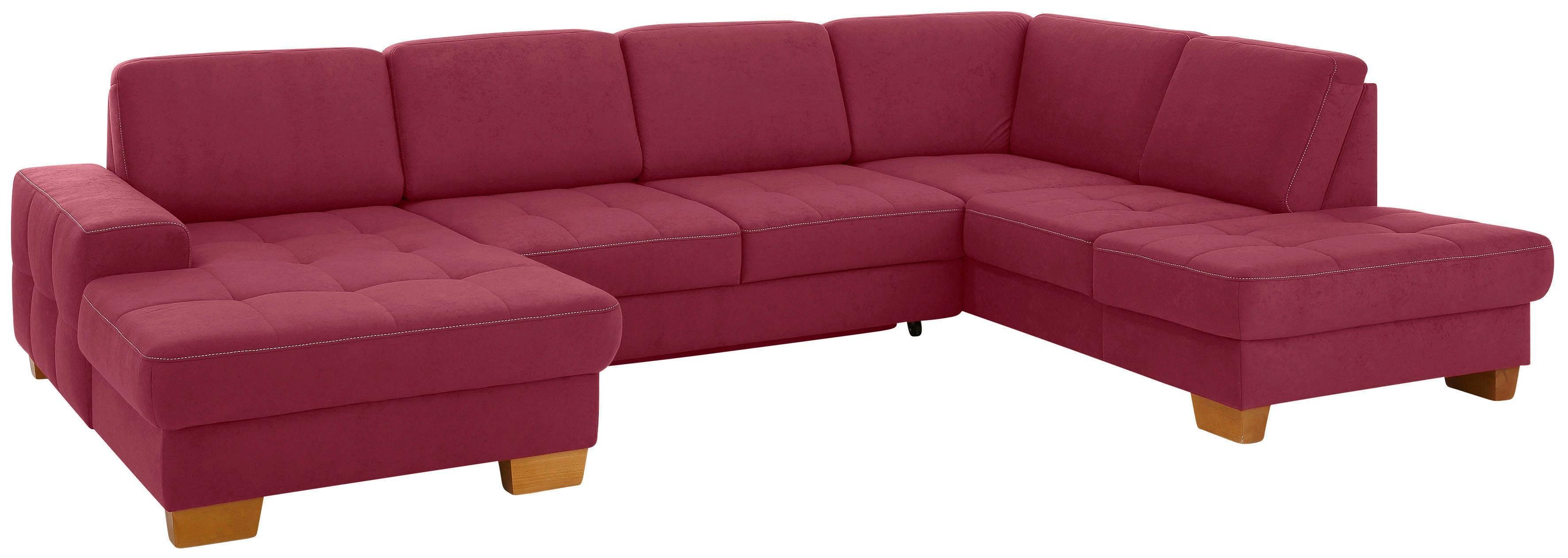 OTTO home Wohnlandschaft Puccini U-Form, mit Federkern, Sitztiefenverstellung, Kontrastnaht