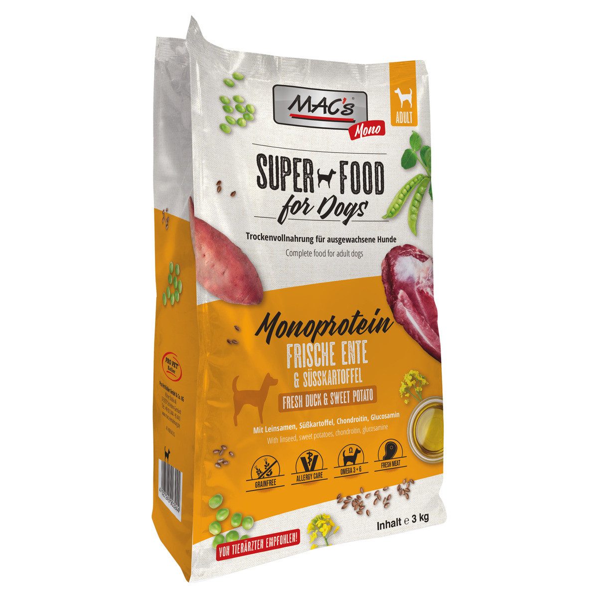 MAC'S Monoprotein frische Ente 3 kg, Nahrungsergänzungsmittel für: Hund