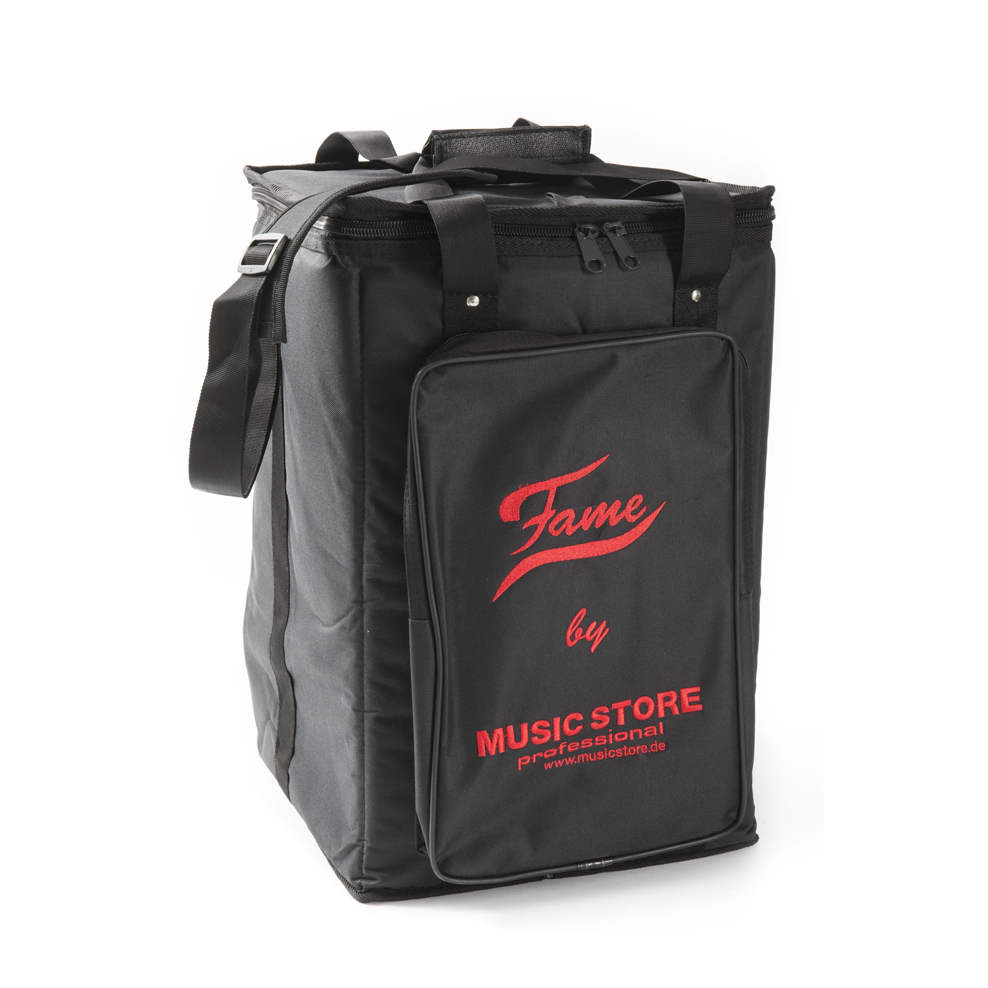FAME Cajon,Cajon-Set Beginner Cajon mit Tasche Natur Esche Holz Matt Finish Gitarrensaiten 30x30x48 cm inklusive Stimmschlüssel, Percussion, Cajons, Cajon, Beginner Cajon, Natur Esche Holz