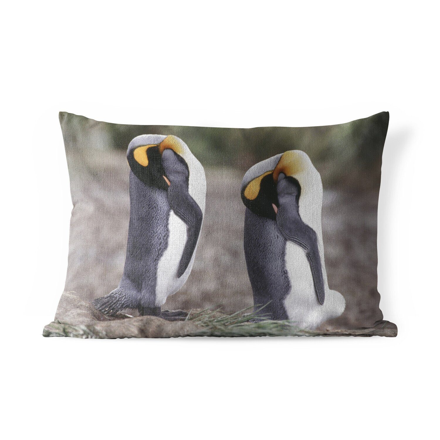 MuchoWow Dekokissen Zwei schlafende Pinguine, Outdoor-Dekorationskissen, Polyester, Dekokissenbezug, Kissenhülle