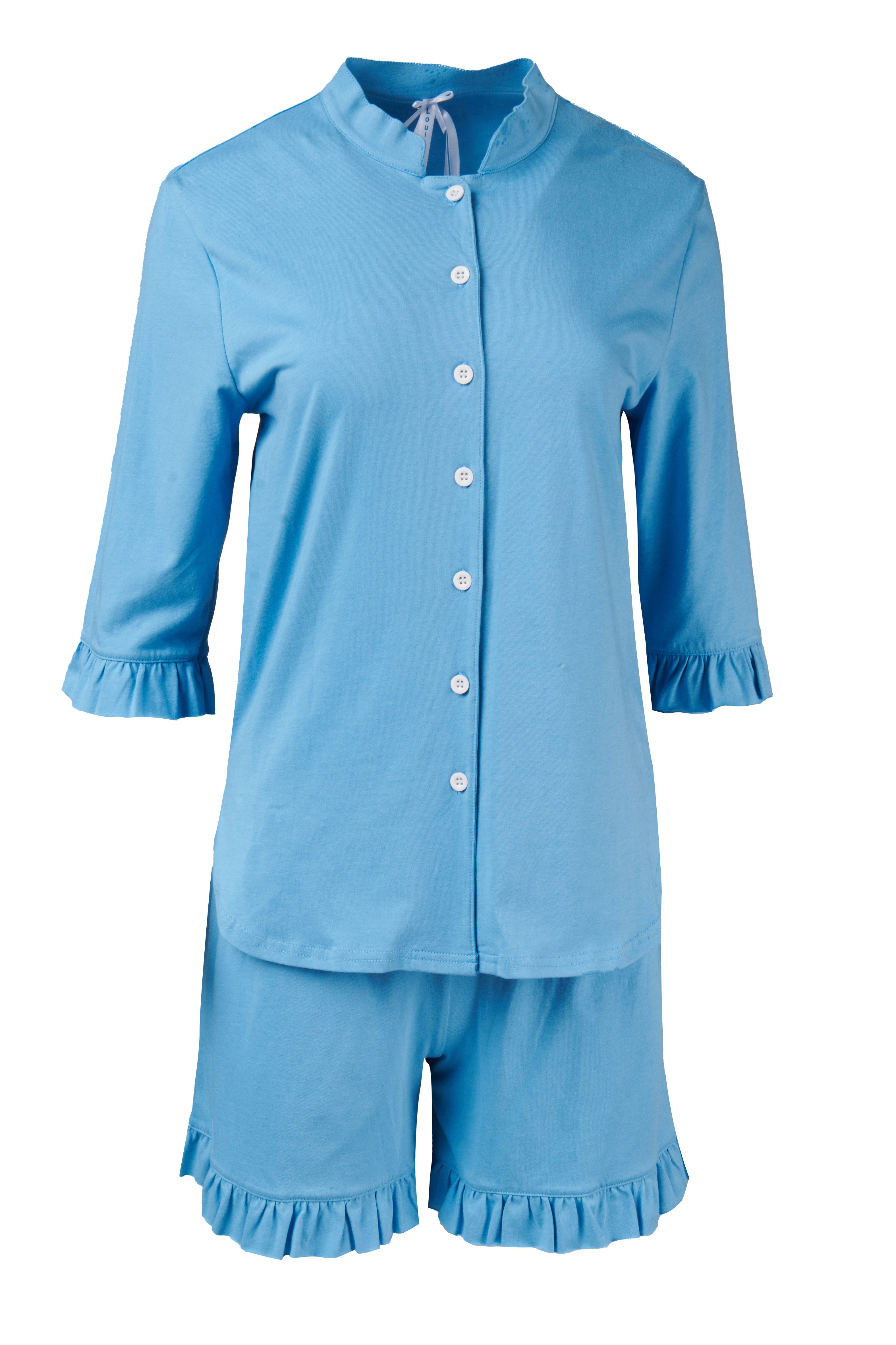 Louis & Louisa Shorty Louis & Louisa Damen Short-Set Knopfleiste blau