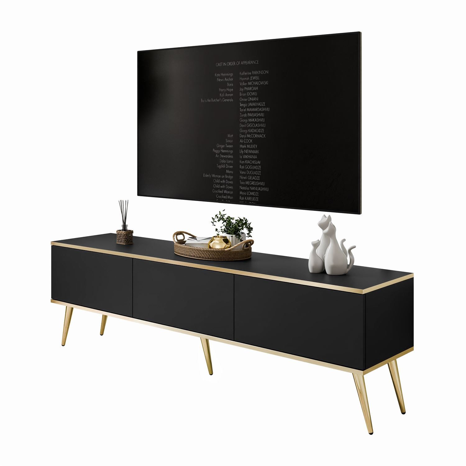 Lookway TV-Schrank OXFORD III 175 cm auf goldenen Füßen Breite: 175 cm