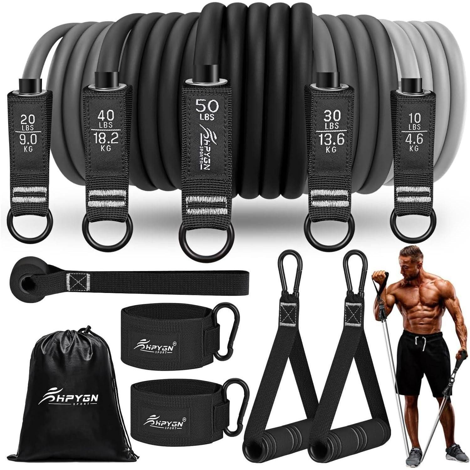 HPYGN Kraftbänder Fitnessbänder Set 150lbs 200lbs 250lbs Resistance Bands 5 Stärken mit