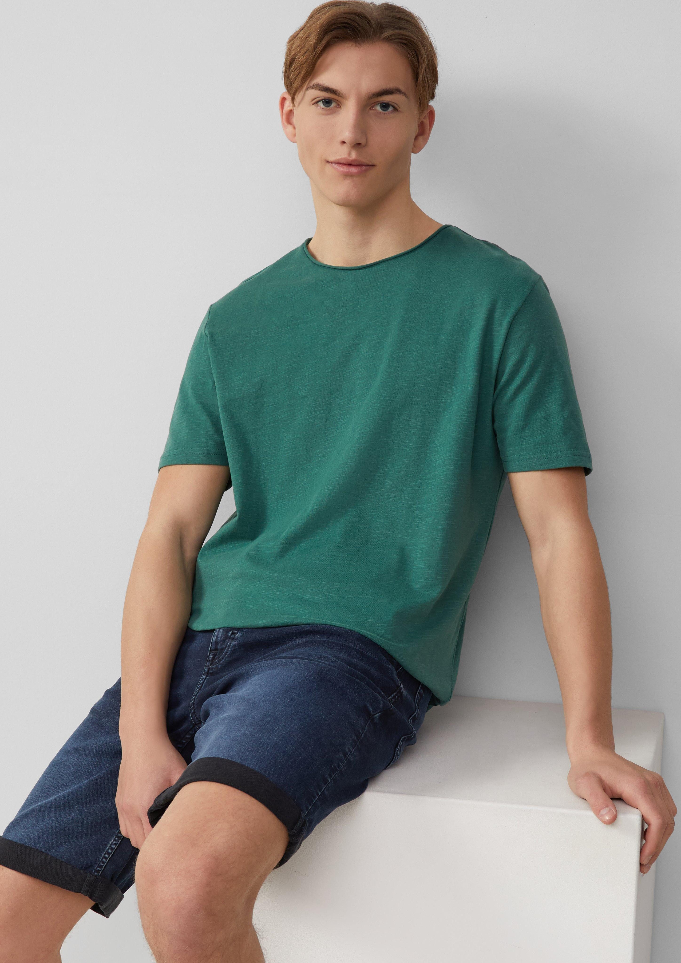 QS Langarmshirt Baumwollshirt mit Rollkante und günstig online kaufen