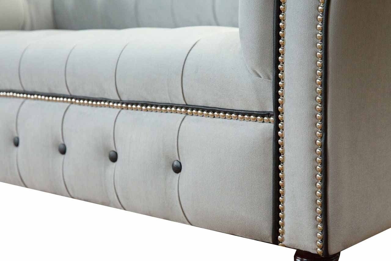 Luxus Sofas Sofas Mit Chesterfield Teile, 2 1 Weiß, JVmoebel Polster Sitzer Sofa 2-Sitzer Chesterfield-Knöpfen Design
