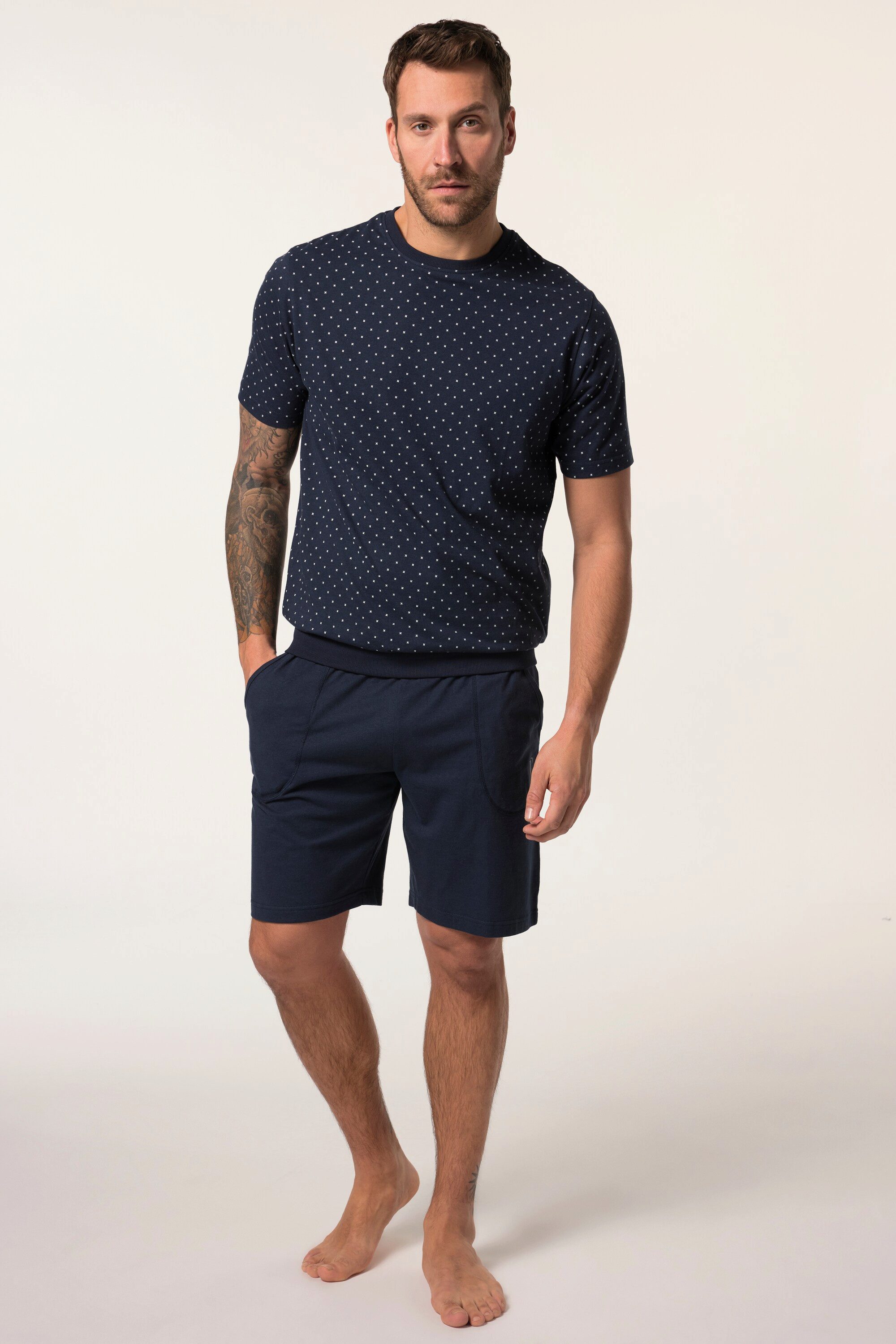 Schlafanzug Schlafanzug Bauchfit Alloverprint T-Shirt Shorts