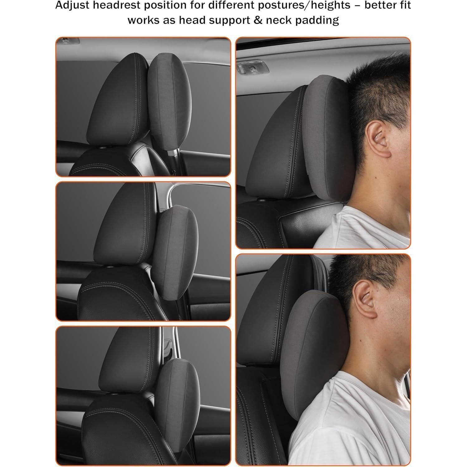LuxusKollektion Kopfstütze Nackenkissen Auto Grau 2 Stück Vertikale Gurte (verb. Version)