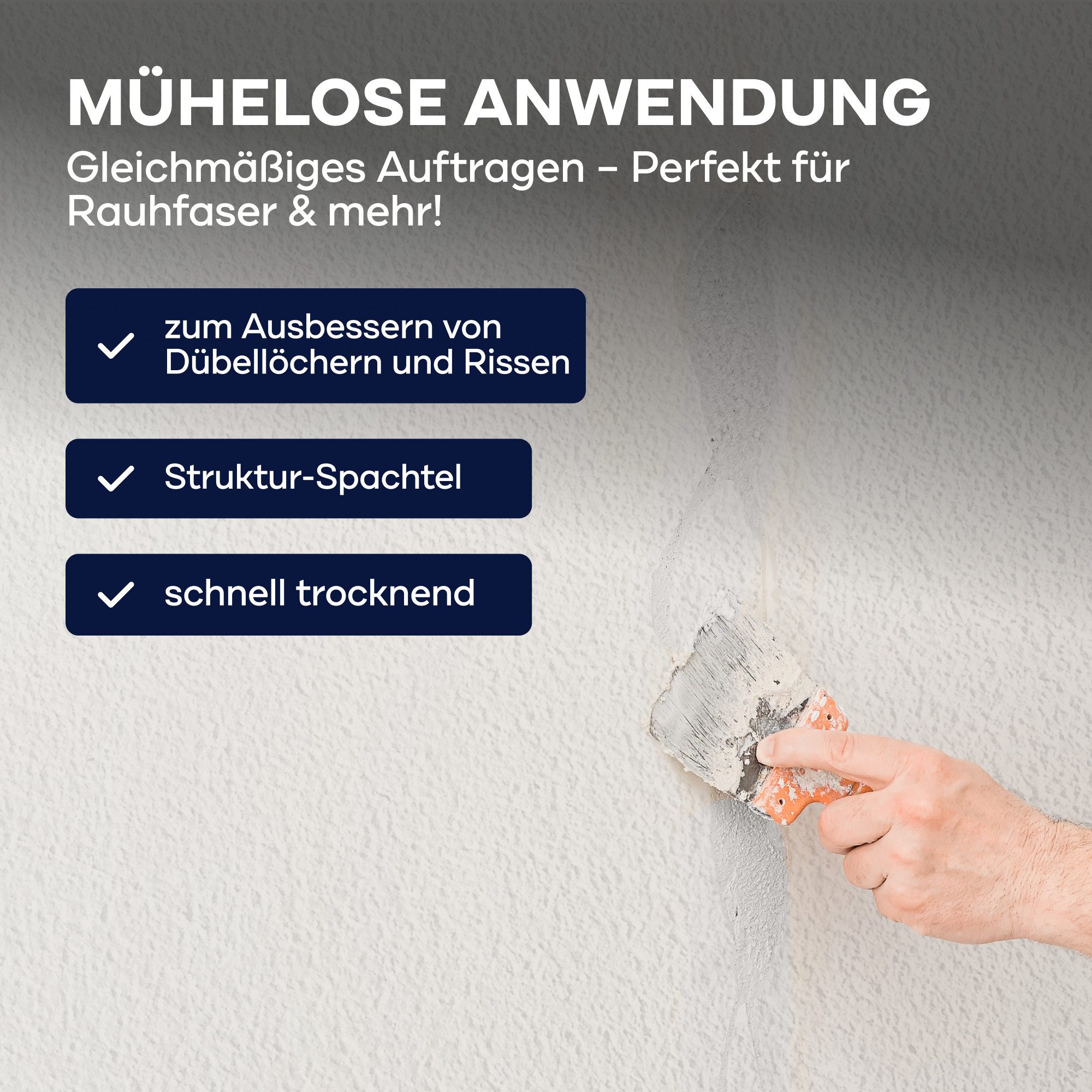 plid Spachtelmasse Rauhfaser Reparaturspachtel Struktur-Spachtel Spachtelmasse, abwischbar