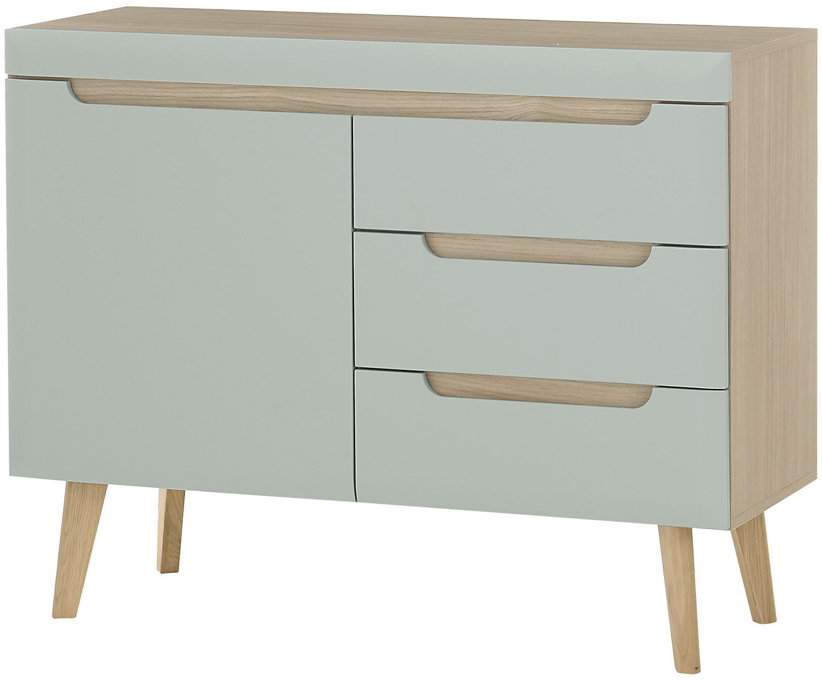 Home affaire Sideboard Torge, Anrichte, Kommode, Schubladenschrank (1 St), abgeschrägte Füße, drei Farben, Scandi Design, 107 cm breit