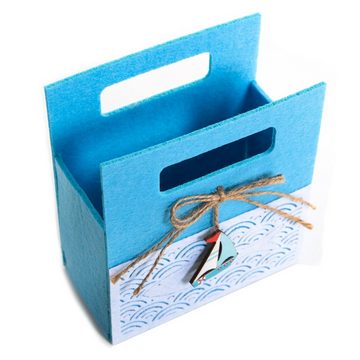 Logbuch-Verlag Geschenkbox 5 kleine Gäste Taschen mit Fisch & Segelschiff 13x15 x7cm (5 St)