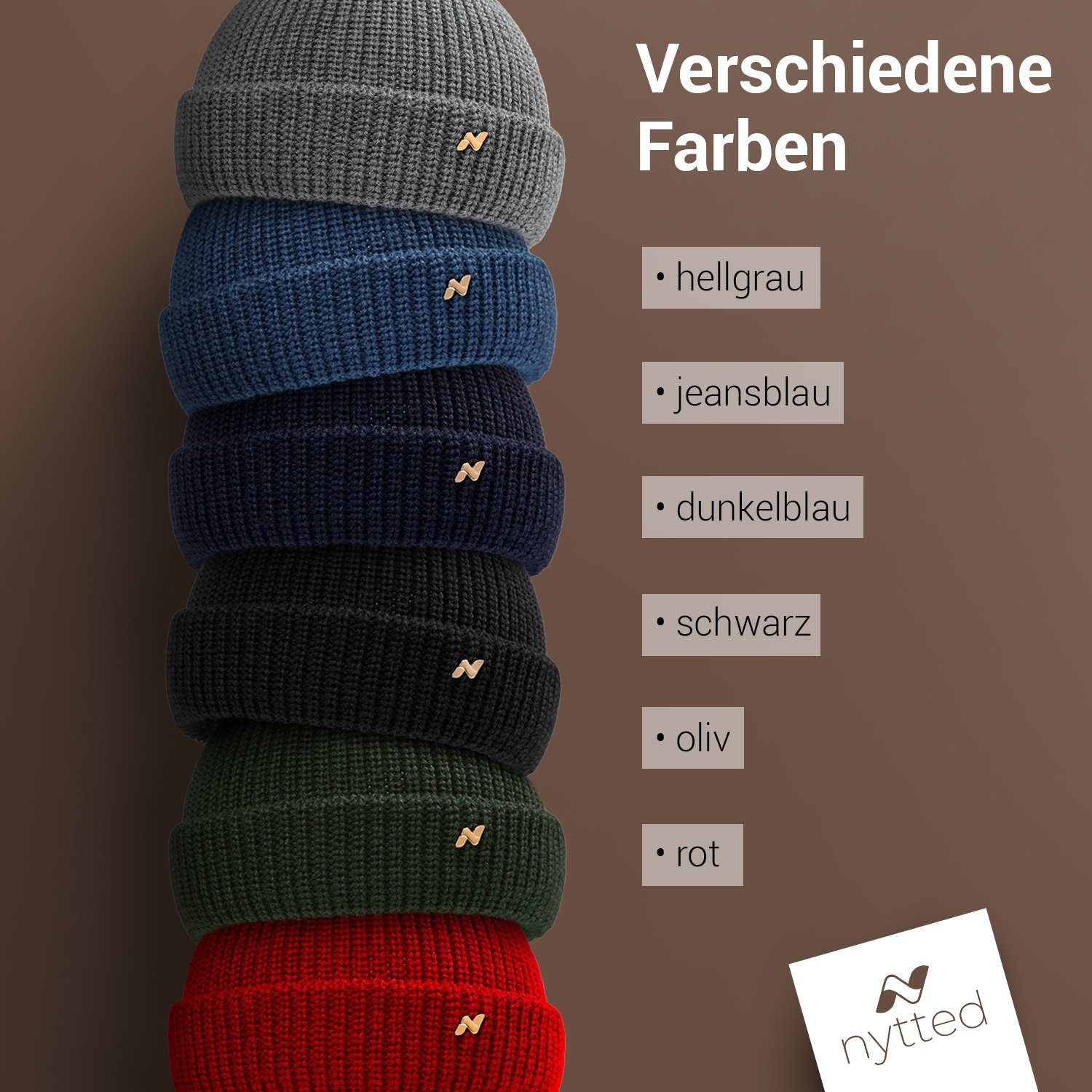 Germany & - Damen schwarz für NYTTED® % Strickmütze Troyer - Made Herren - in Wolle 100 Mütze
