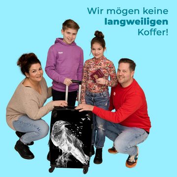 NoBoringSuitcases.com© Koffer Krähe - Vogel - Schwarz - Weiß 67x43x25cm, 4 Rollen, Mittelgroßer Koffer für Erwachsene, Reisekoffer