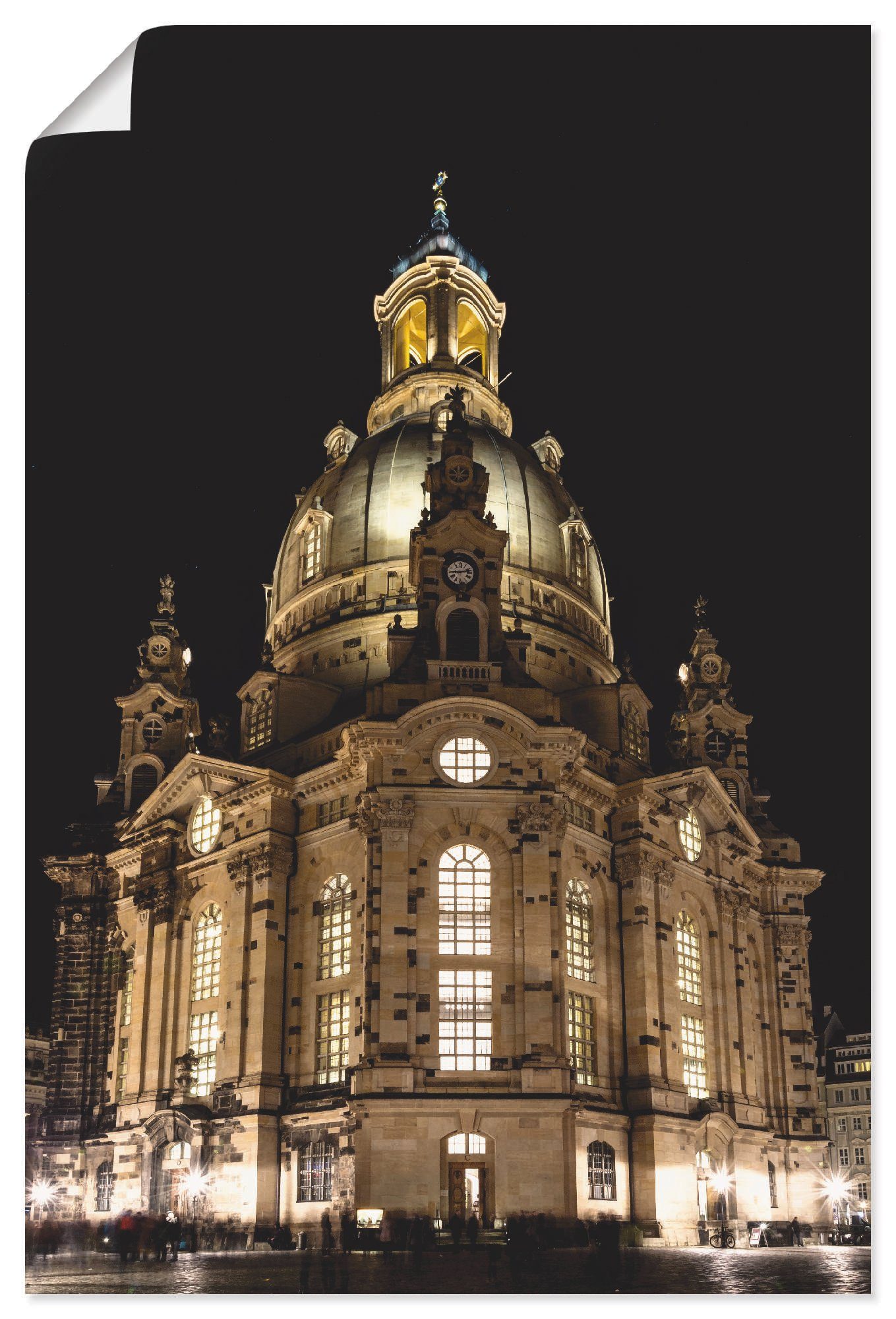 Artland Wandbild Erleuchtete Frauenkirche in Dresden, Gebäude (1 St), als Alubild, Leinwandbild, Wandaufkleber oder Poster in versch. Größen