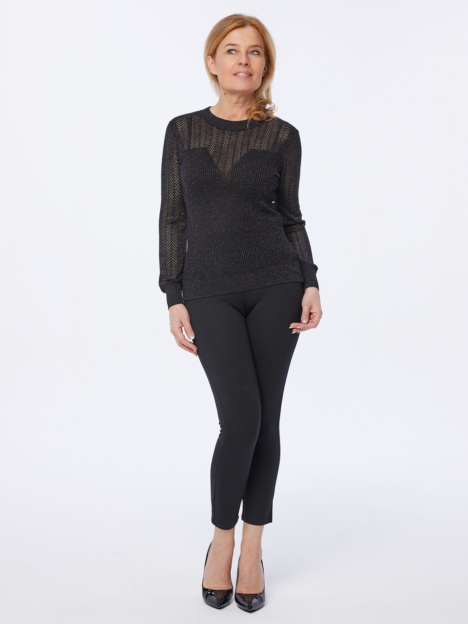 Edwina Eidtmann Strickpullover Langarmpullover mit Ajourstrick mit Ajourstrick