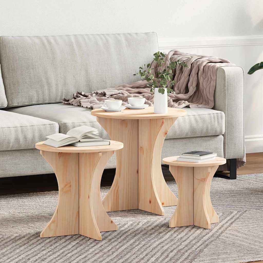 vidaXL Couchtisch Couchtisch 3 stk. Natur 46 x 46 x 47 cm (3-St)