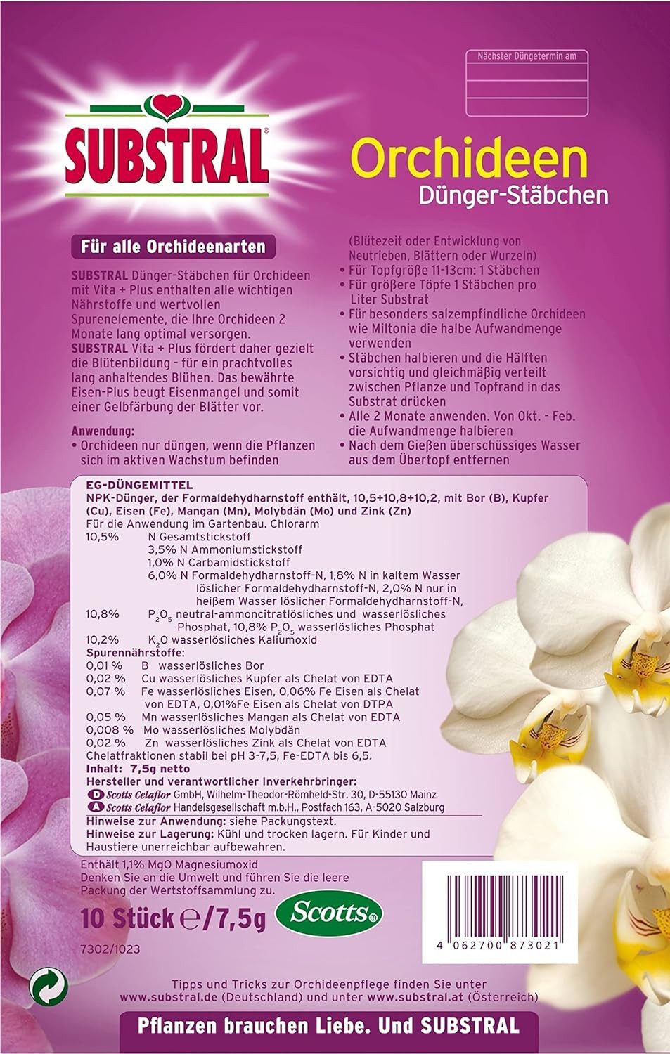 Substral Pflanzenstärkungsmittel Substral Dünger-Stäbchen für Orchideen, 10 Stück