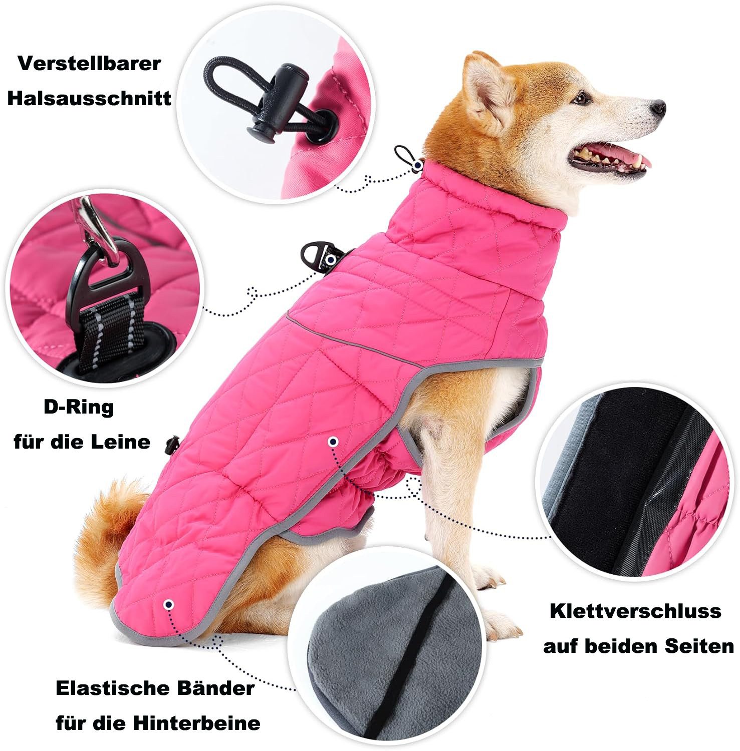 Coonoor Hundemantel Wintermantel für Hunde mit D-Ring, wasserdicht, reflektierend,wärmend, ideal für kleine, mittelgroße und große Hunde, Wander- und Winterjacke