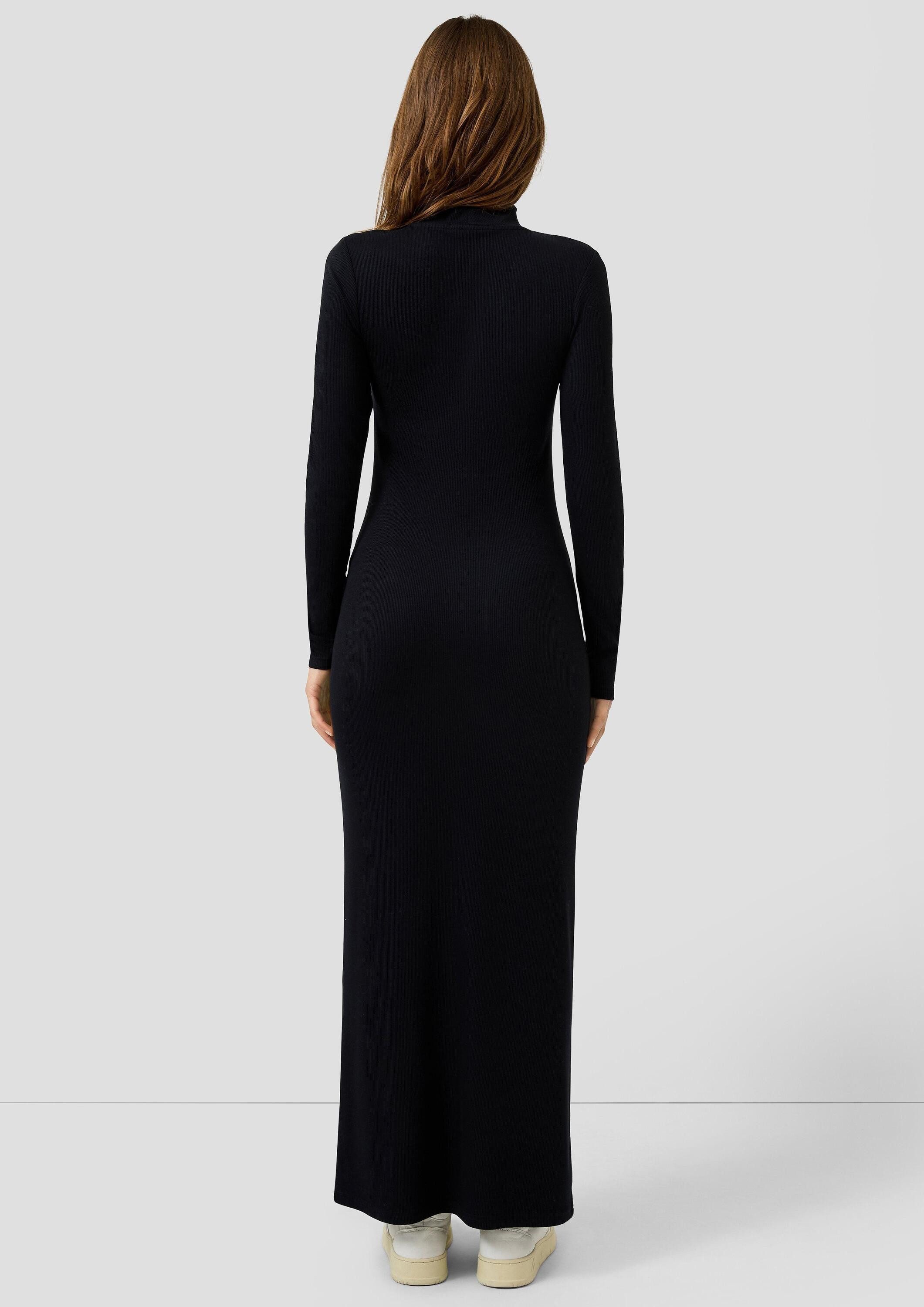 QS Maxikleid Kleid Rippkleid mit Stehkragen