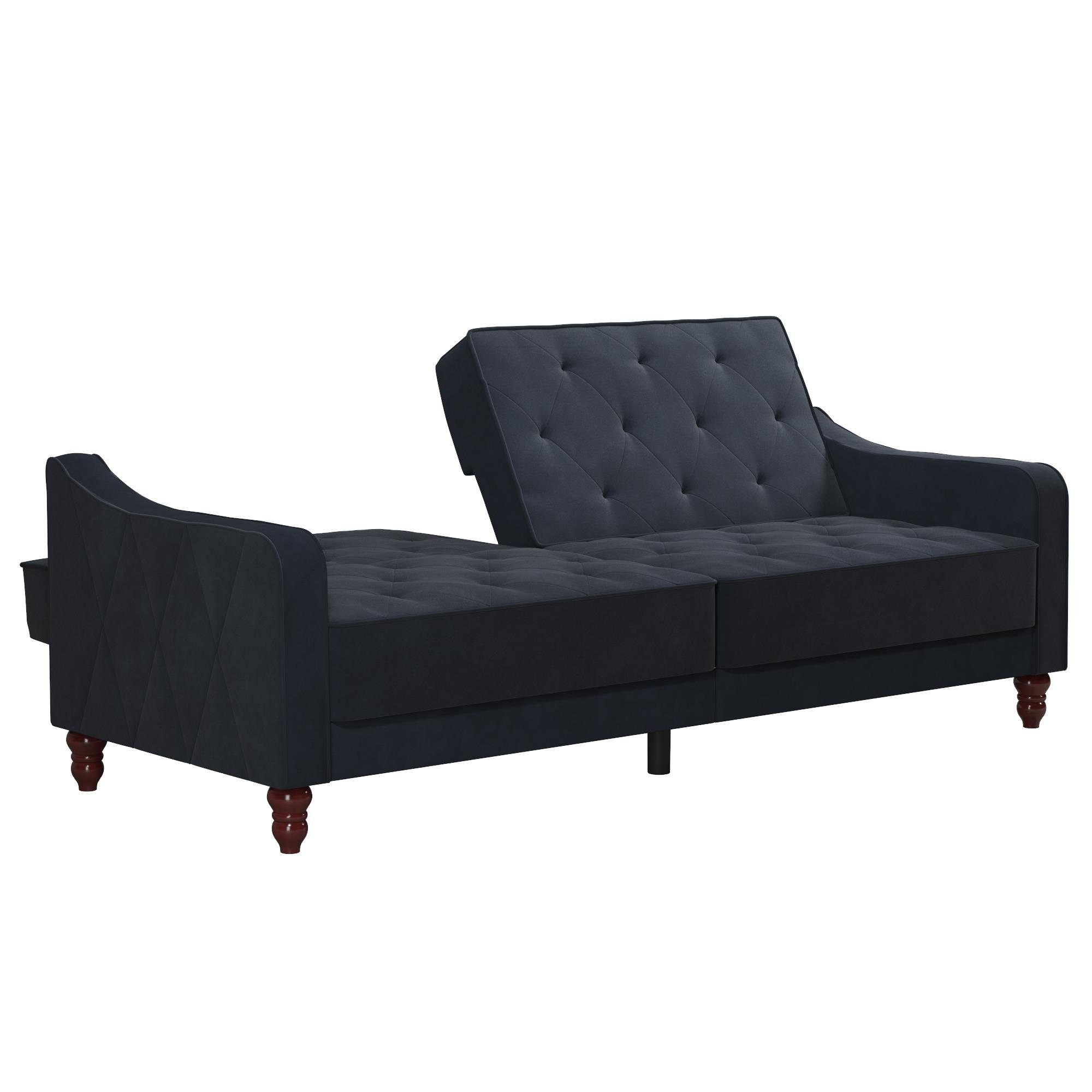 loft24 Schlafsofa Vintage, Bezug in 207 Samtoptik, Diamant-Steppung, blau cm Breite