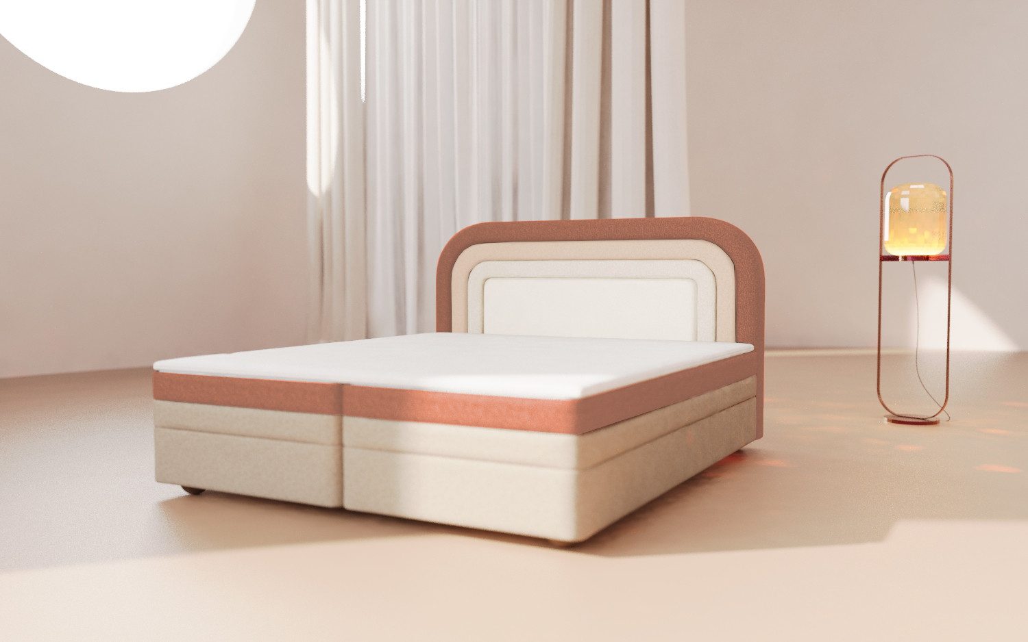 MOEBLO Boxspringbett Nest (Bonell, Topper, dekorativem Kopfteil und praktischem Bettkasten, mit Bonellfederkern Doppelbett für modernes Schlafzimmer, pflegeleichter Stoffbezug Aragon, Kontinentalbett, Boxspringbett inkl. Topper), (BxHxT): 143 / 163 / 183 x 125 x 214 cm