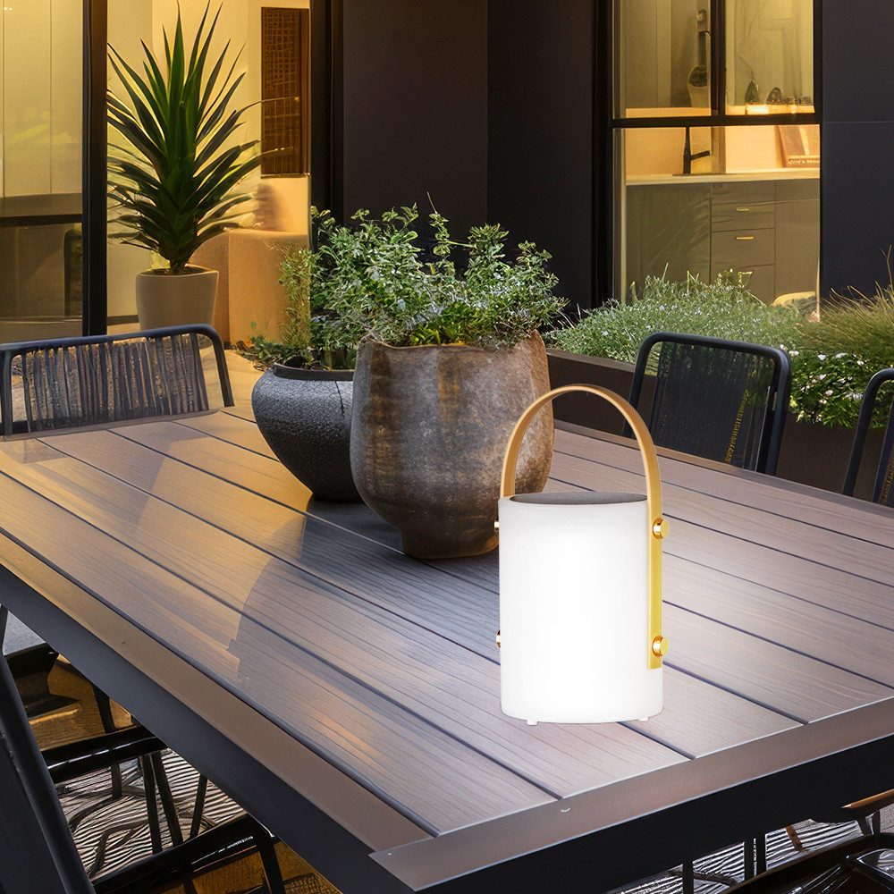 FISCHER & HONSEL LED Solarleuchte, LED-Leuchtmittel fest verbaut, Warmweiß, Farbwechsel, Außen Tischlampe Solarleuchte dimmbar Fernbedienung RGB LED H 24 cm