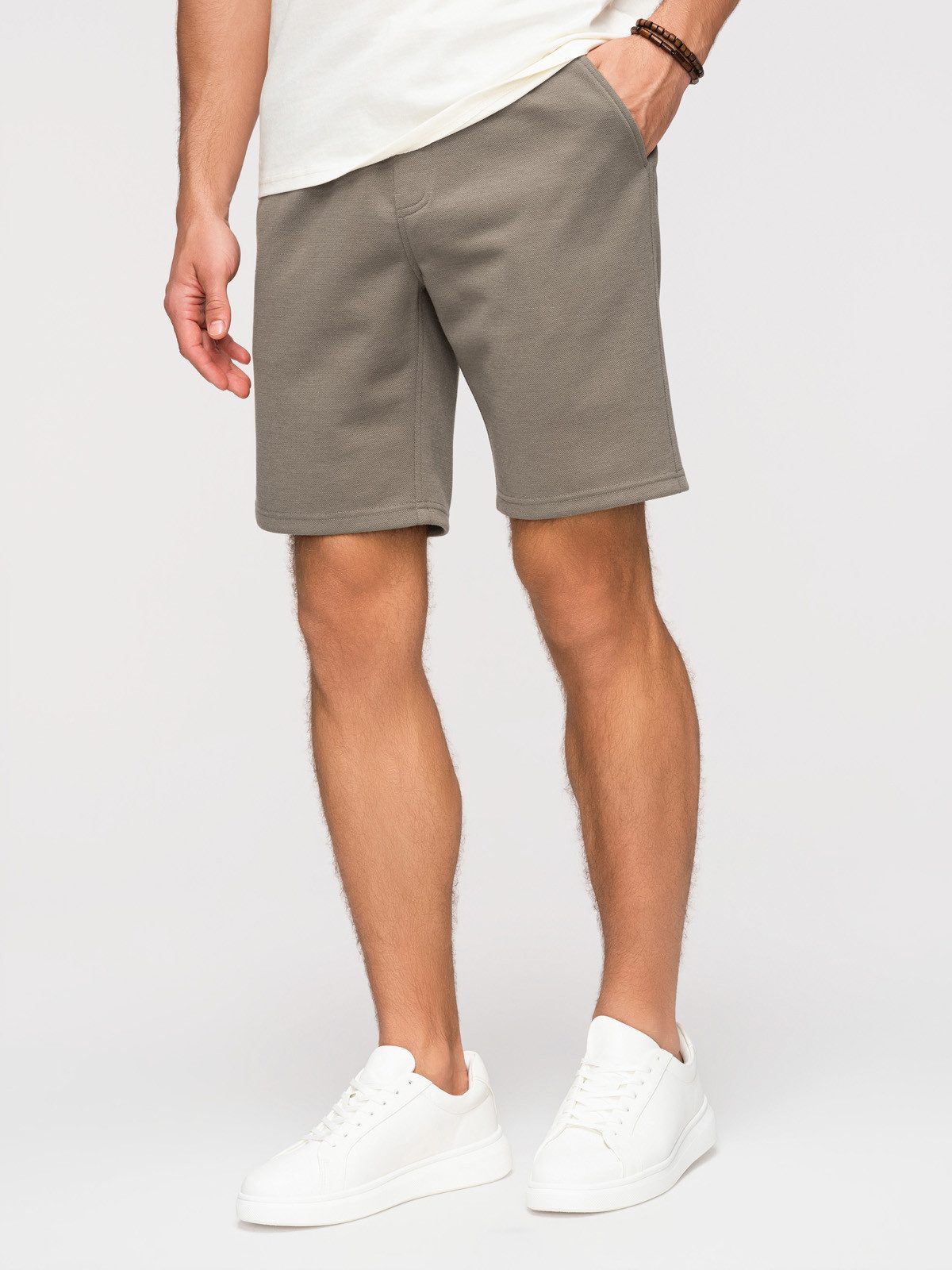 OMBRE Sweatshorts Herren Sweatshorts Regular Fit mit Kordelzug Sage green XXL (kein Set, 1-tlg) Strukturierte Oberfläche