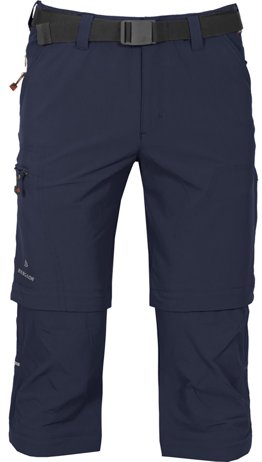 Bergson Outdoorhose QUEENSLAND Doppel Zipp-Off mit T-ZIPP Herren Wanderhose, vielseitig, pflegeleicht, Kurzgrößen, peacoat blau
