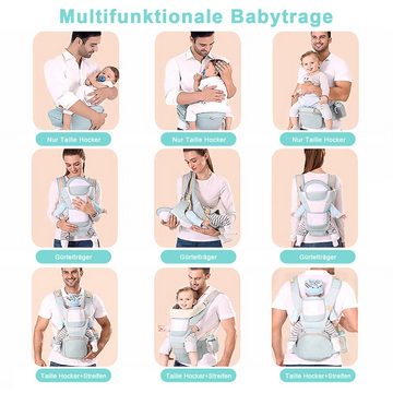 GOOLOO Bauchtrage Babytrage Rückentrage für Babys & Kleinkinder grün (Verstellbare atmungsaktive Babytrage, 1-tlg., 1-st), leichte Babytrage mit Hüftsitz