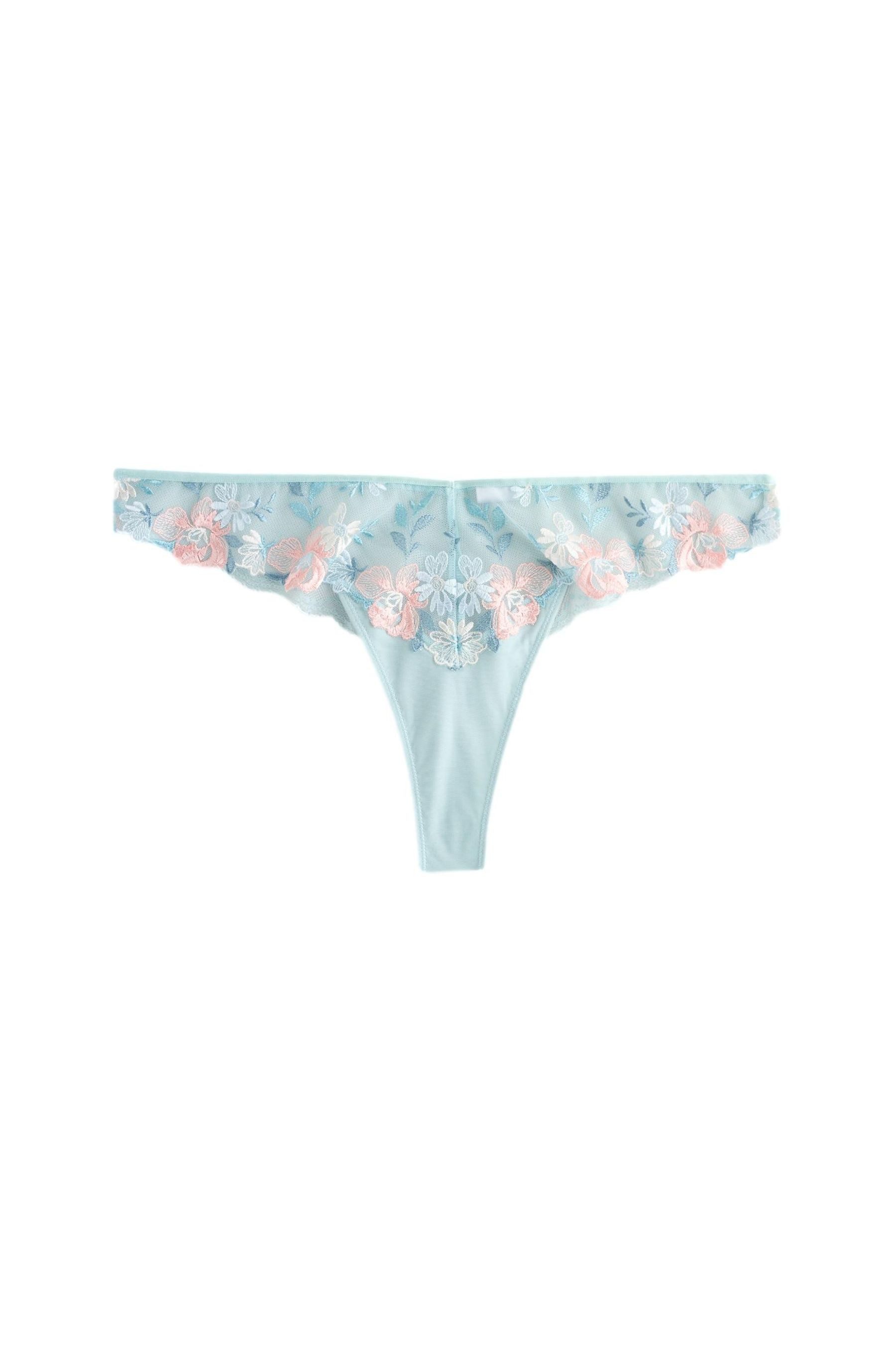 String Premium-Tanga mit Blumenstickerei