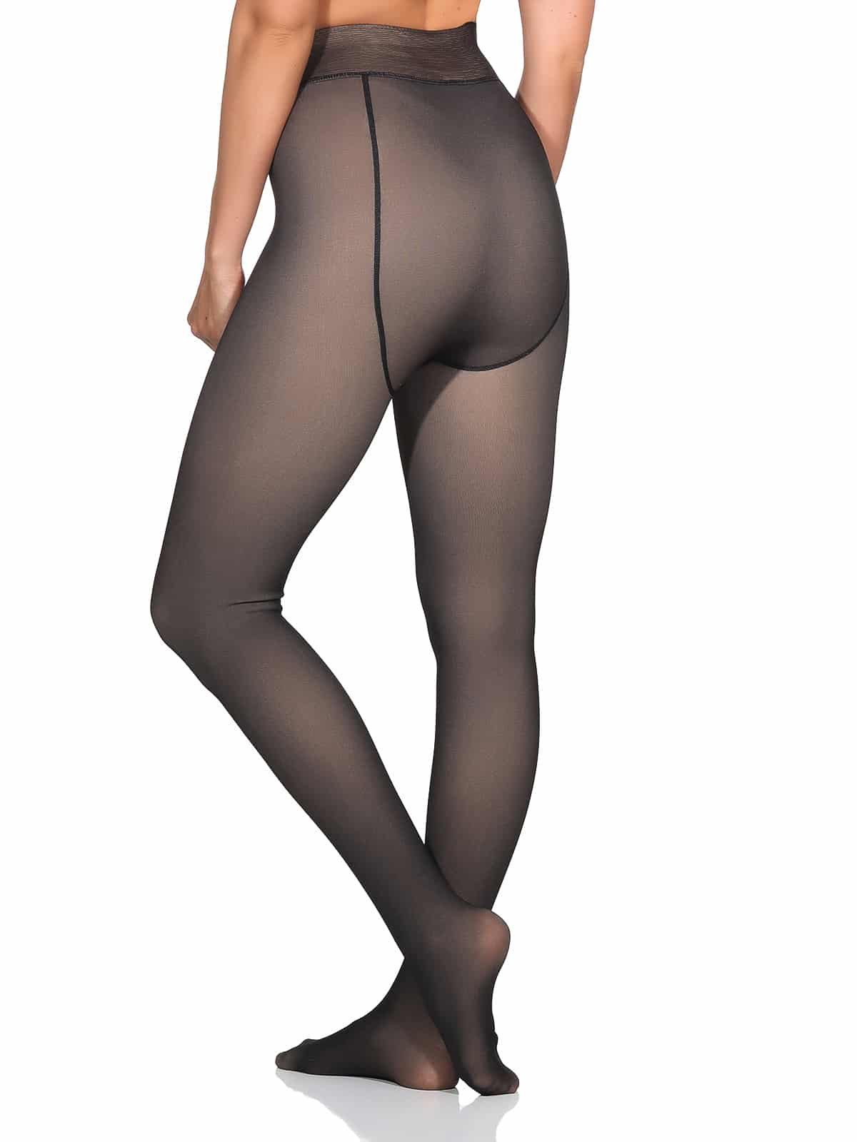 Aurela Damenmode Thermostrumpfhose Warme Strumpfhose Damen gefüttert Fake transparent Polarfleece gefüttert, Fake Transparent, breiter Gummizug