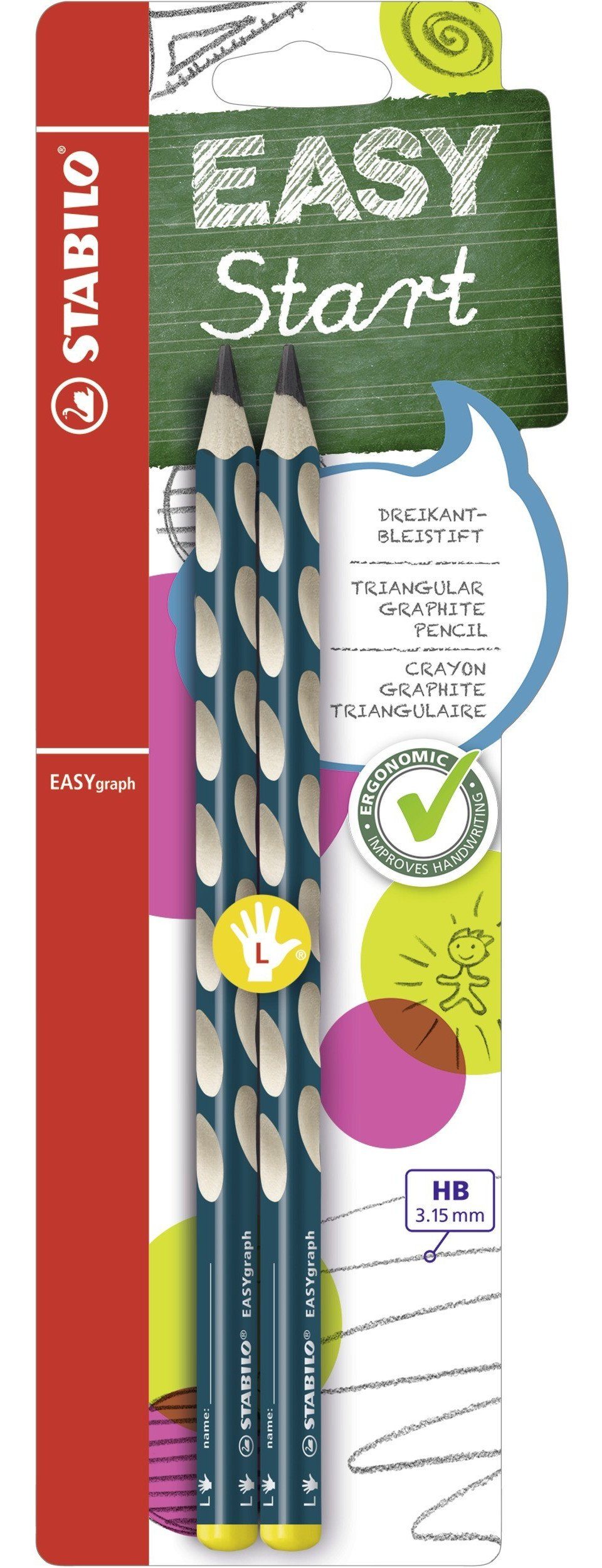 Bleistift STABILO Bleistifte EASYgraph, 2er Set HB Linkshänder