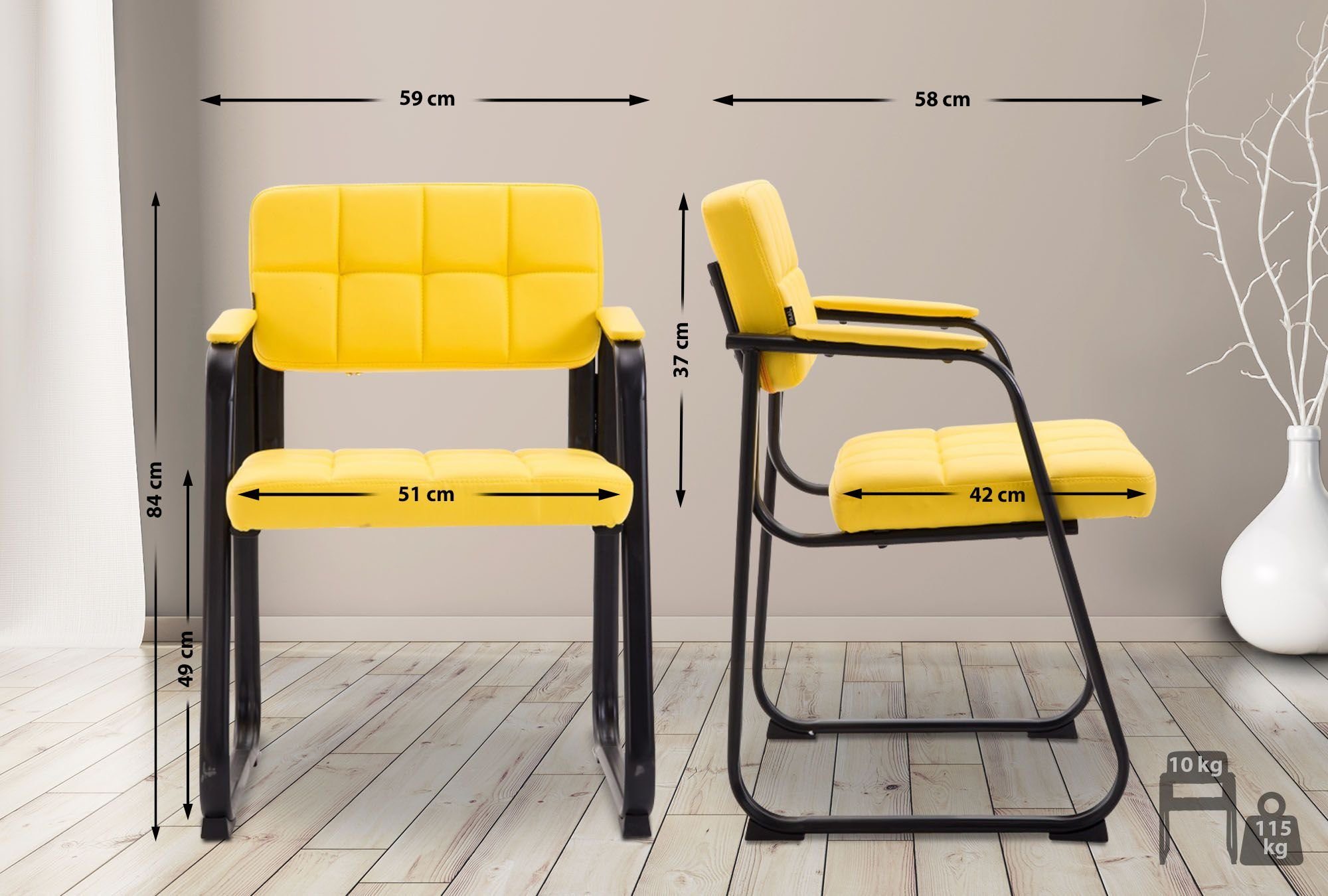 CLP Besucherstuhl Canada, Kunstleder-Bezug, schwarzes Metallgestell günstig online kaufen