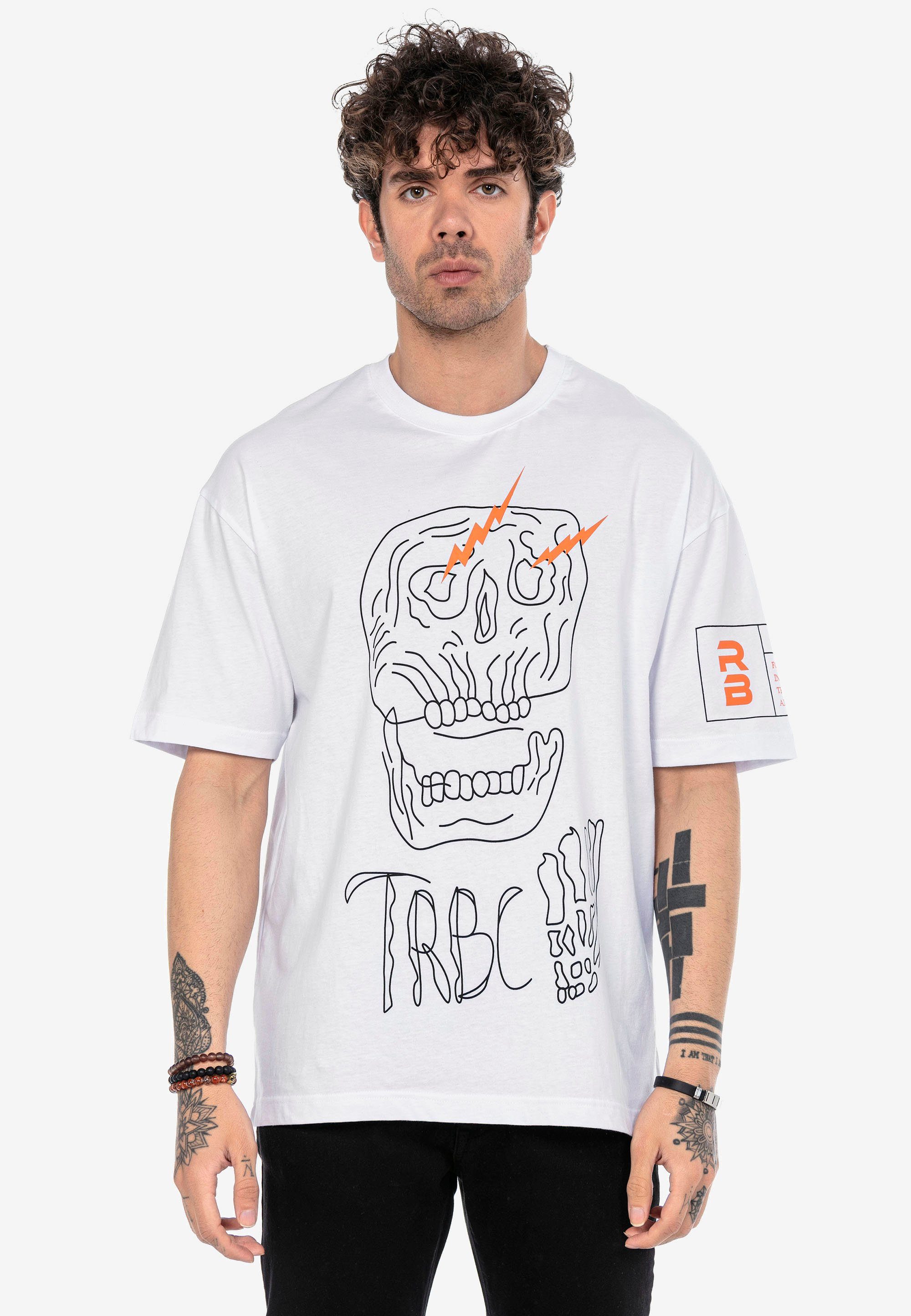 RedBridge T-Shirt McAllen mit stylischem Totenkopf-Print weiß