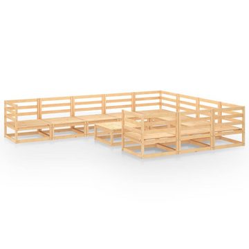 vidaXL Gartenlounge-Set 11-tlg. Garten-Lounge-Set Massivholz Kiefer, (1-tlg)