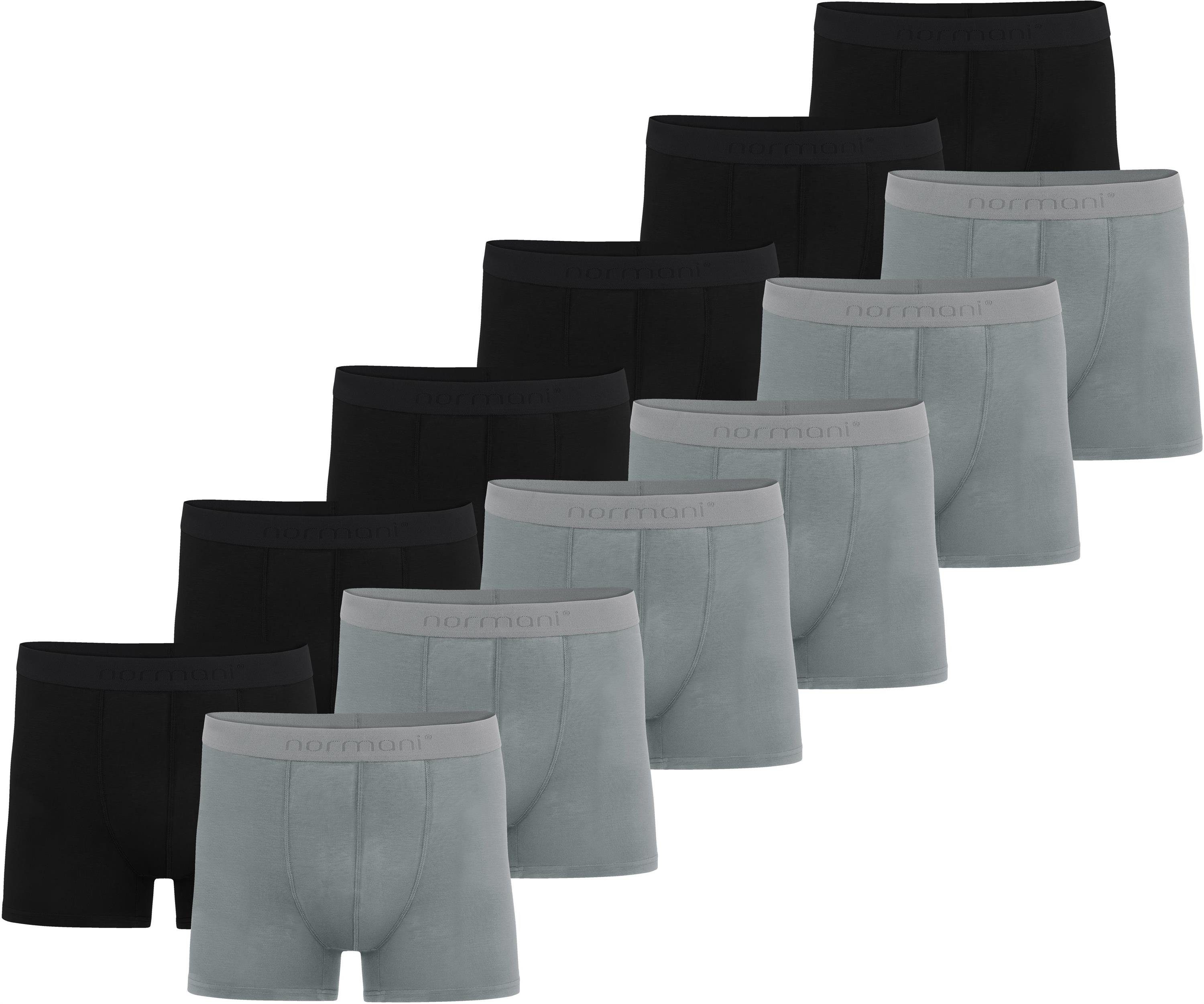 normani Boxershorts 12 Herren Bambus-Boxershorts Unterhosen für Männer aus weicher Viskose Anthrazit/Schwarz | Boxershorts