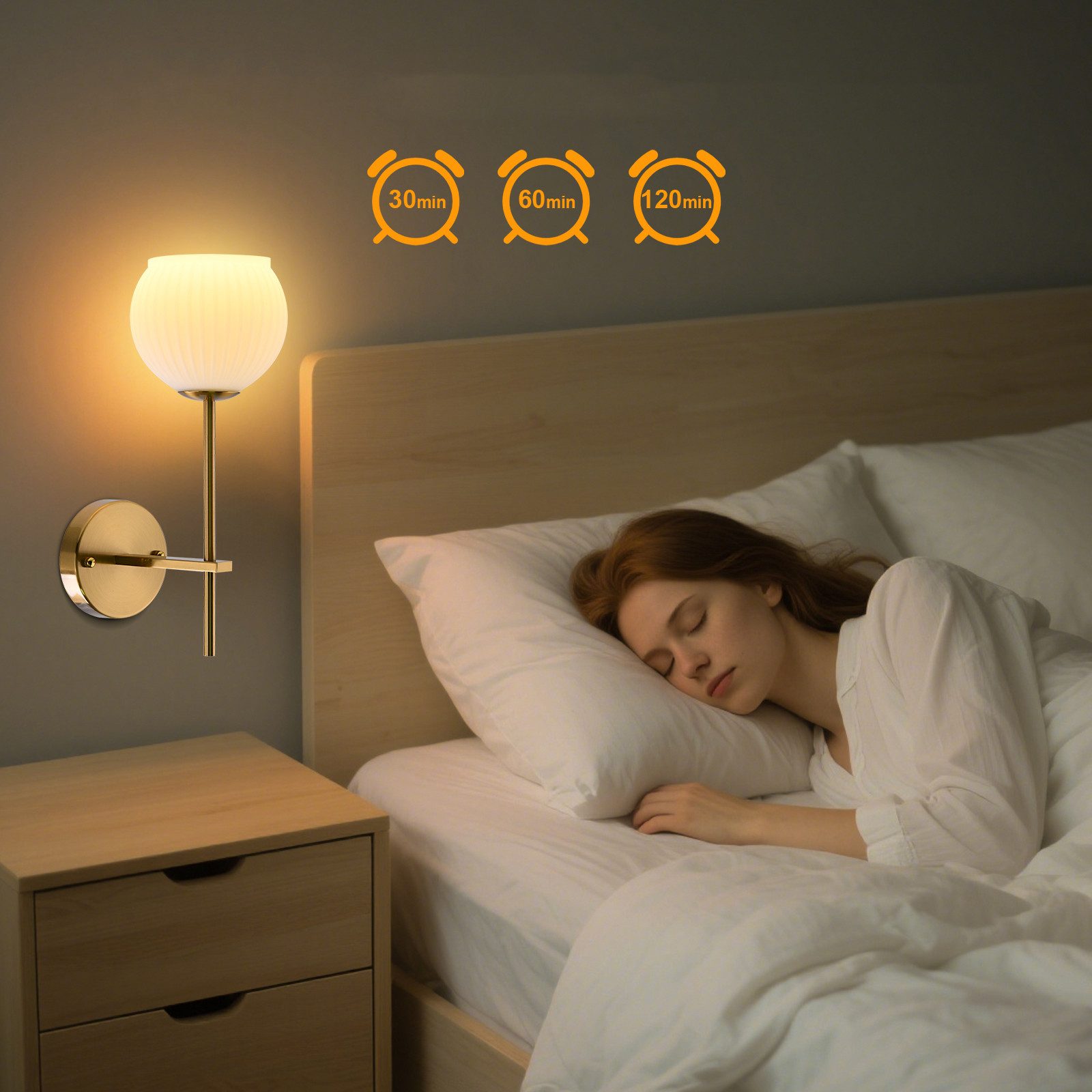 Qualra Wandleuchte LED Wandbeleuchtung Vintage Gold Glaskugel RGB E27, Modern Wandlampe, Fernbedienung