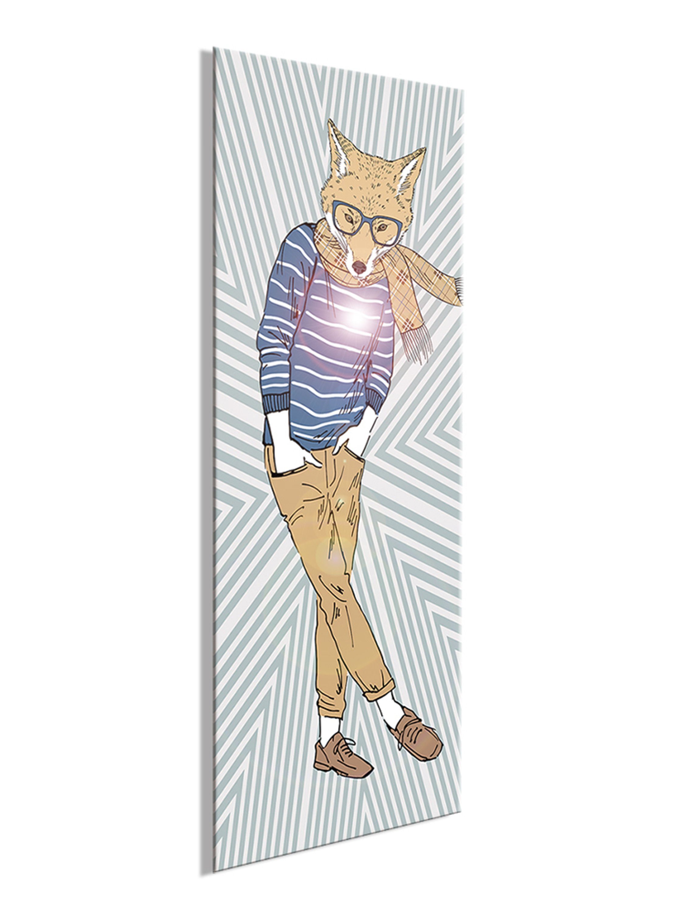 artissimo Glasbild Glasbild 30x80cm Bild aus Glas Büro-Bild Hipster Fuchs, Fashion & Style: Hipster Fuchs