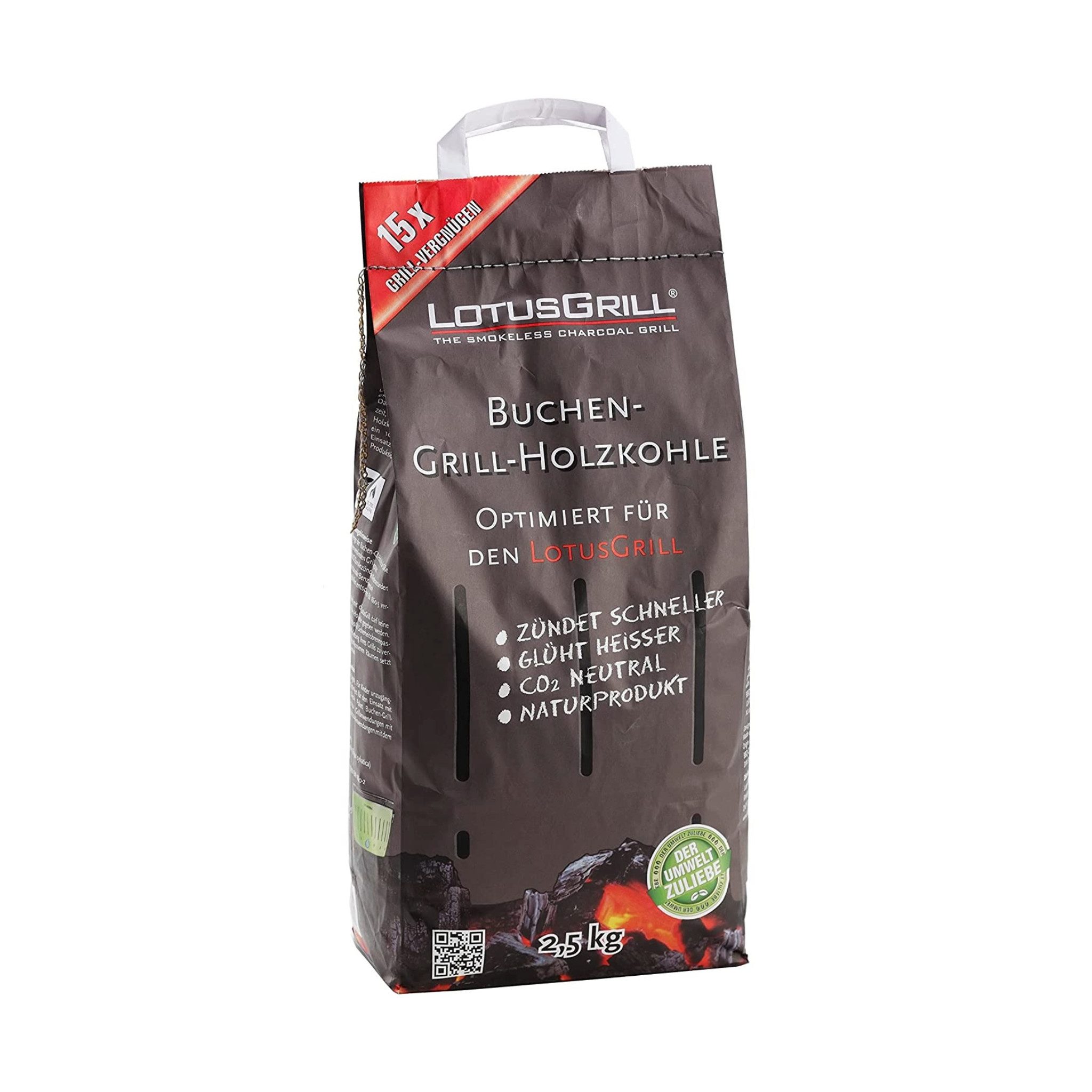 LotusGrill Holzkohlegrill LotusGrill XL Starter-Set 1x XL Grill Pflaumenlila mit USB-Anschluß