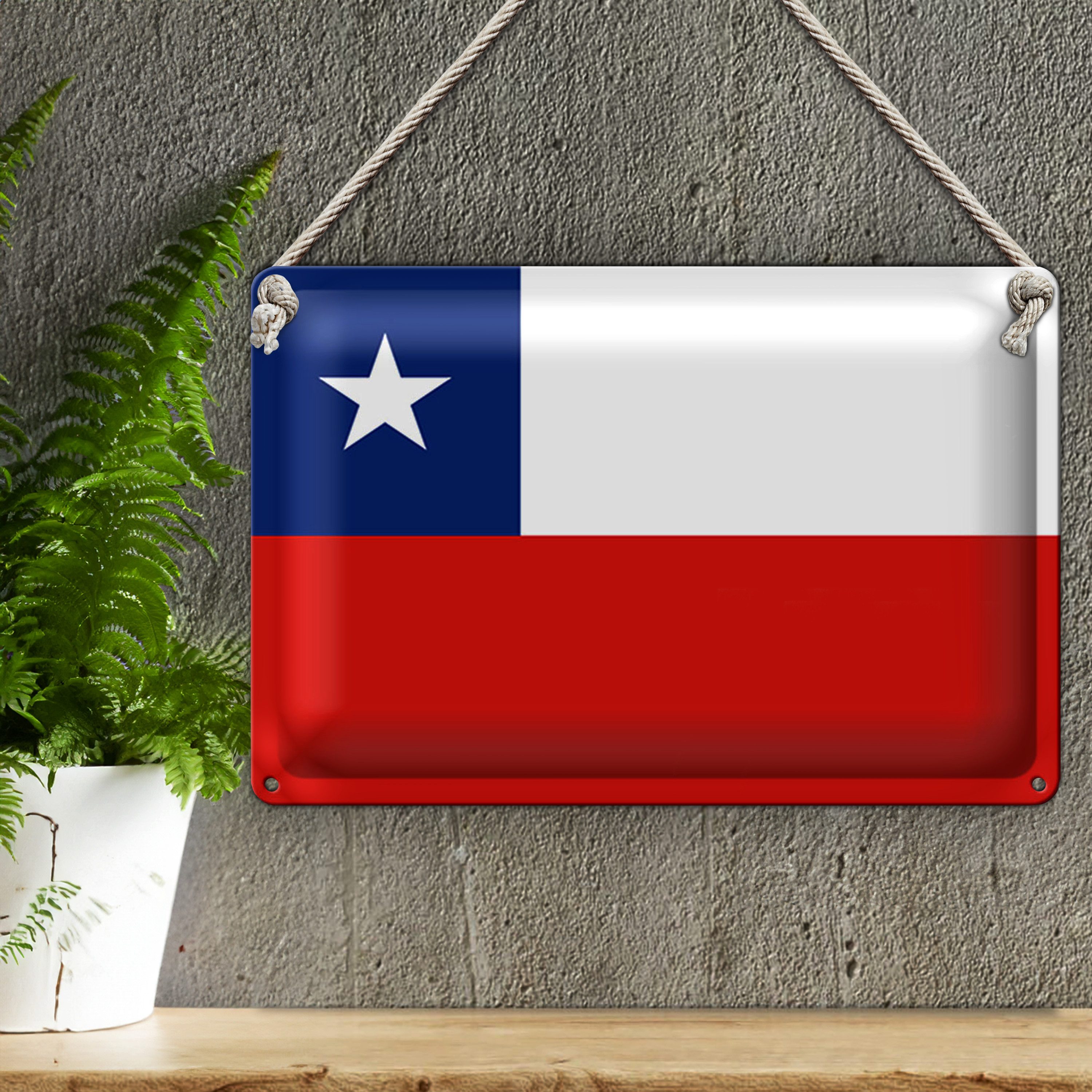 Roomando Metallschild Blechschild Flagge Chile 30x20cm Flag of Chile