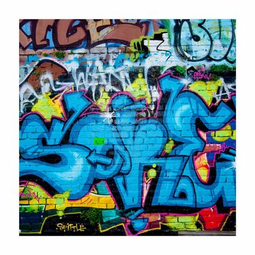 Kinderteppich Vinyl Kinderzimmer Muster Graffiti Mädchen Jungen, Bilderdepot24, quadratisch - blau glatt, nass wischbar (Saft, Tierhaare) - Saugroboter & Bodenheizung geeignet