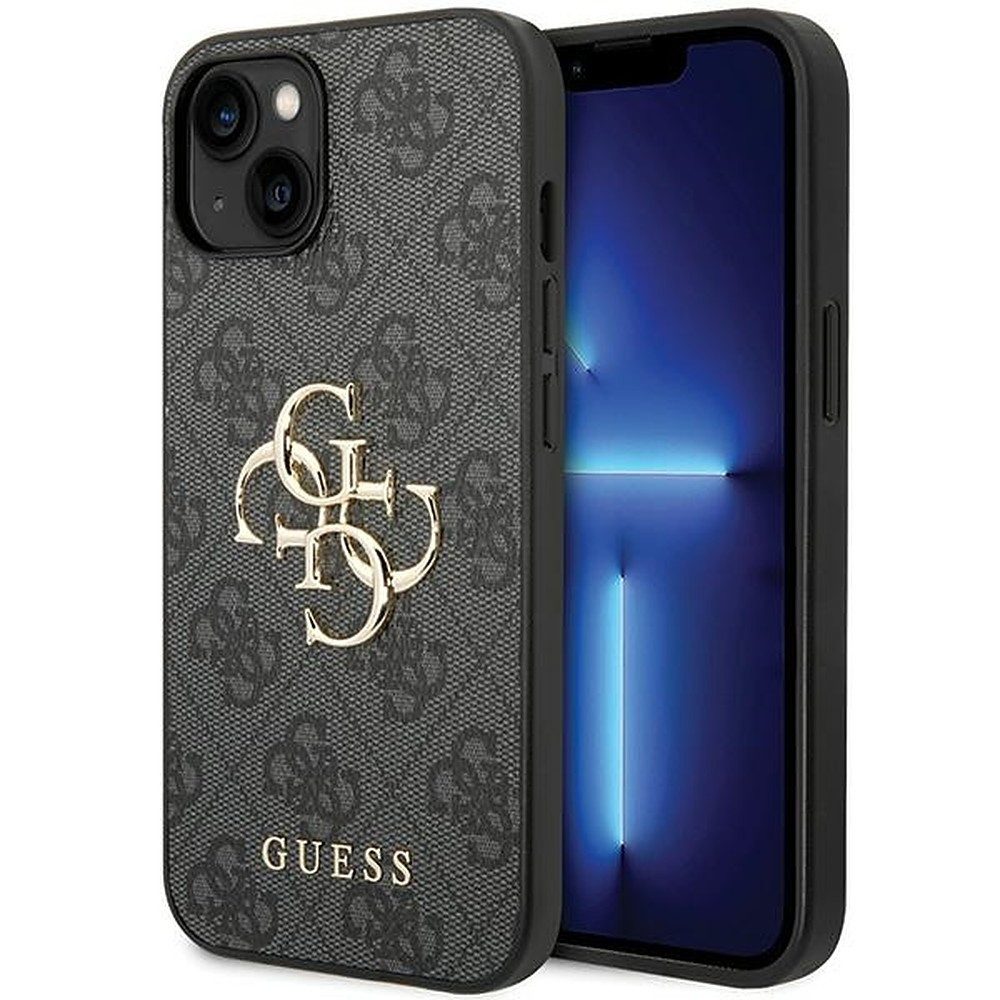 Guess Handyhülle Schutzcase Backcover, Metall-Logo, Monogrammoptik, Kameraschutzrand