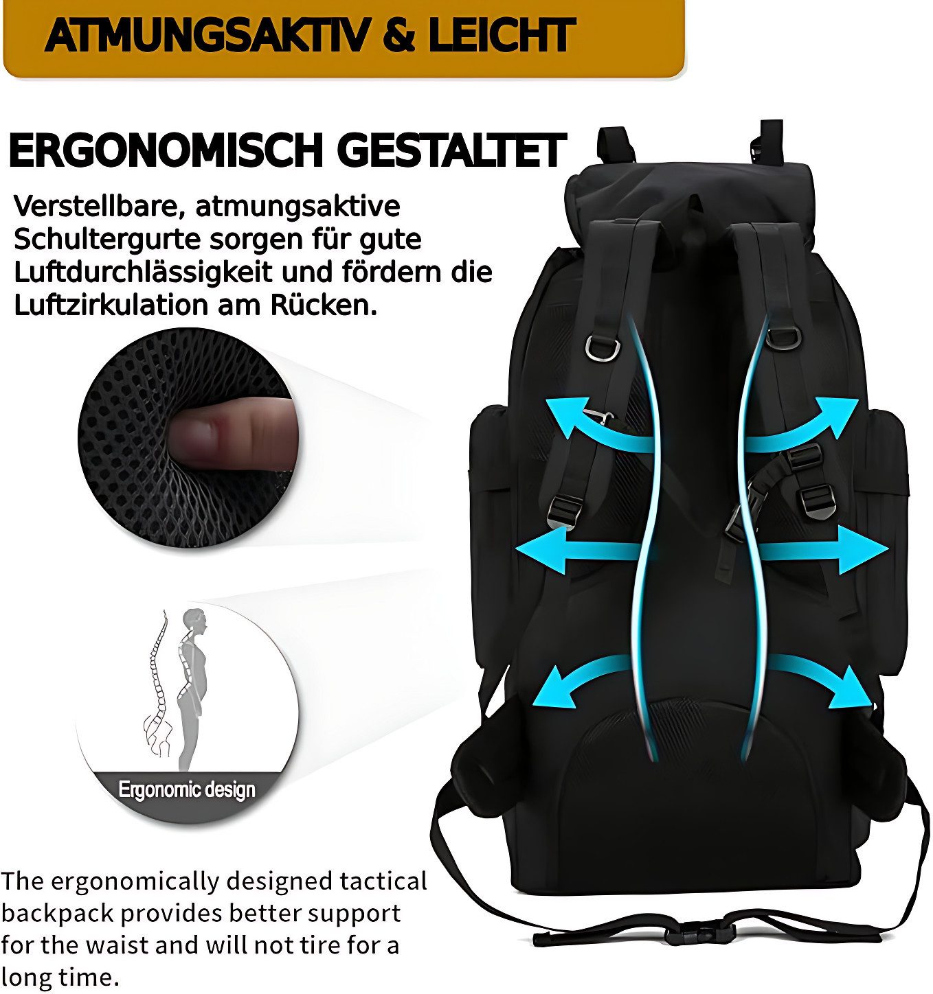 ibettertec Wanderrucksack,70L Trekkingrucksack Reiserucksack Outdoorrucksac günstig online kaufen