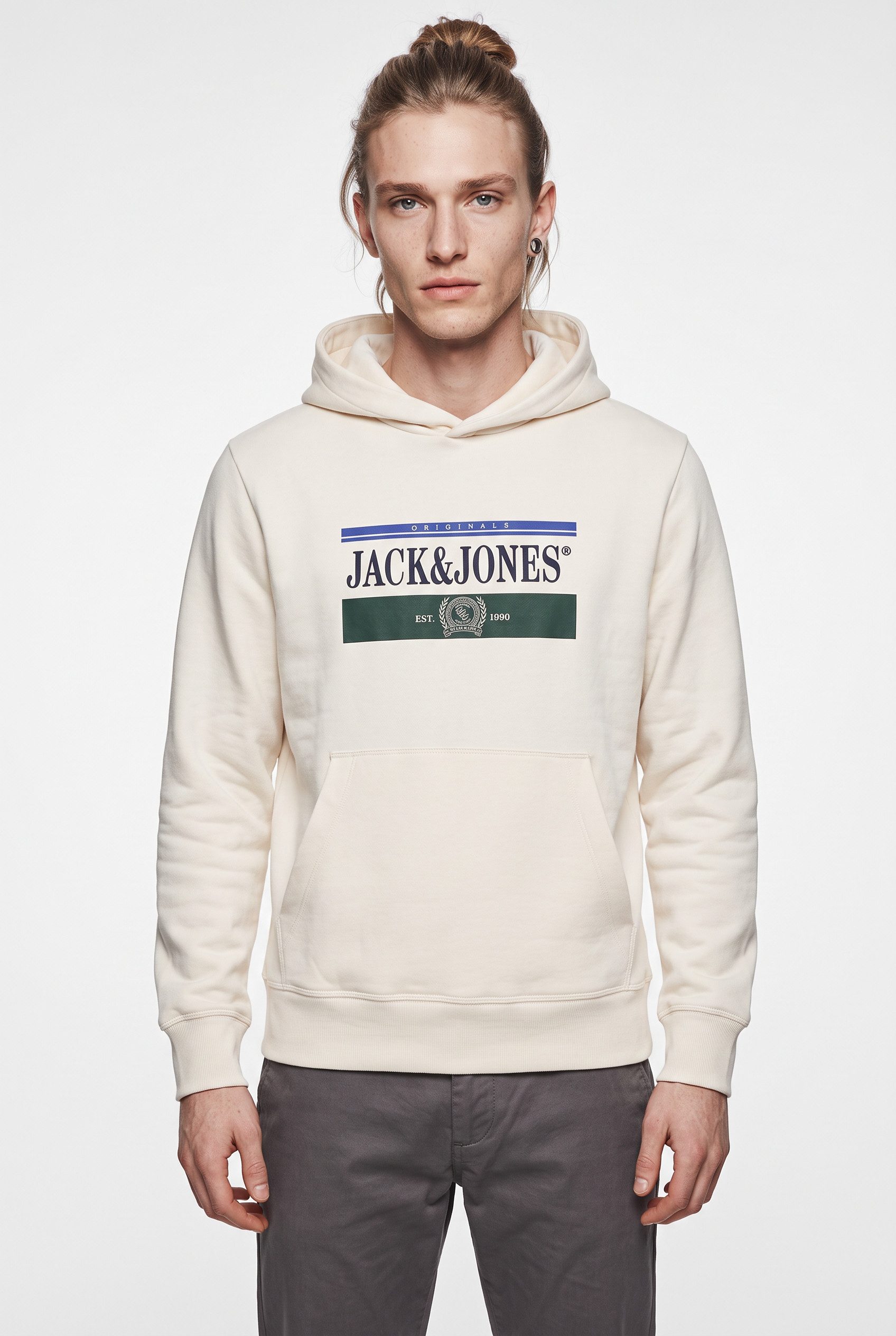 Jack & Jones Kapuzensweatshirt JORFREDERIKSBERG GRAPHIC BOX SWEAT HOOD Baumwollmischung, regular fit