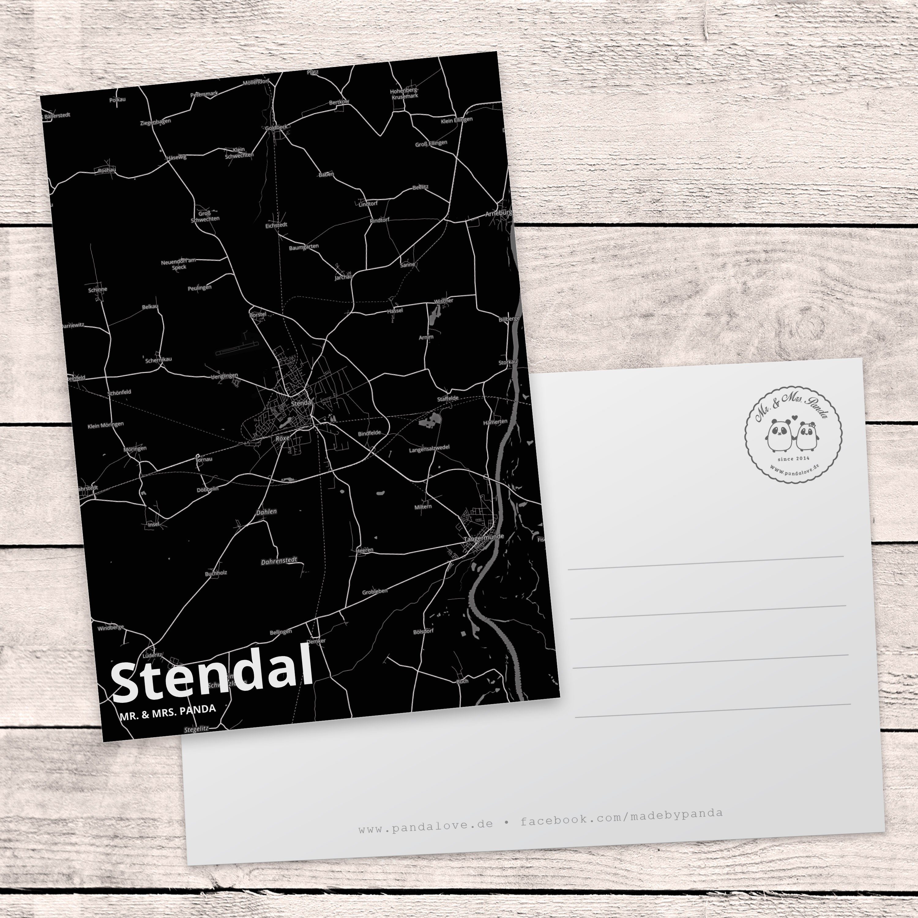 Panda Dorf, Mr. Stendal Stadt, Karte, Städte, Dankeskarte, Grußkart - Geschenk, & Mrs. Postkarte