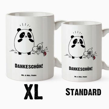 Mr. & Mrs. Panda Tasse Panda Dankeschön - Weiß - Geschenk, XL Tasse, XL Becher, spülmaschine, XL Tasse Keramik, Großes Füllvolumen